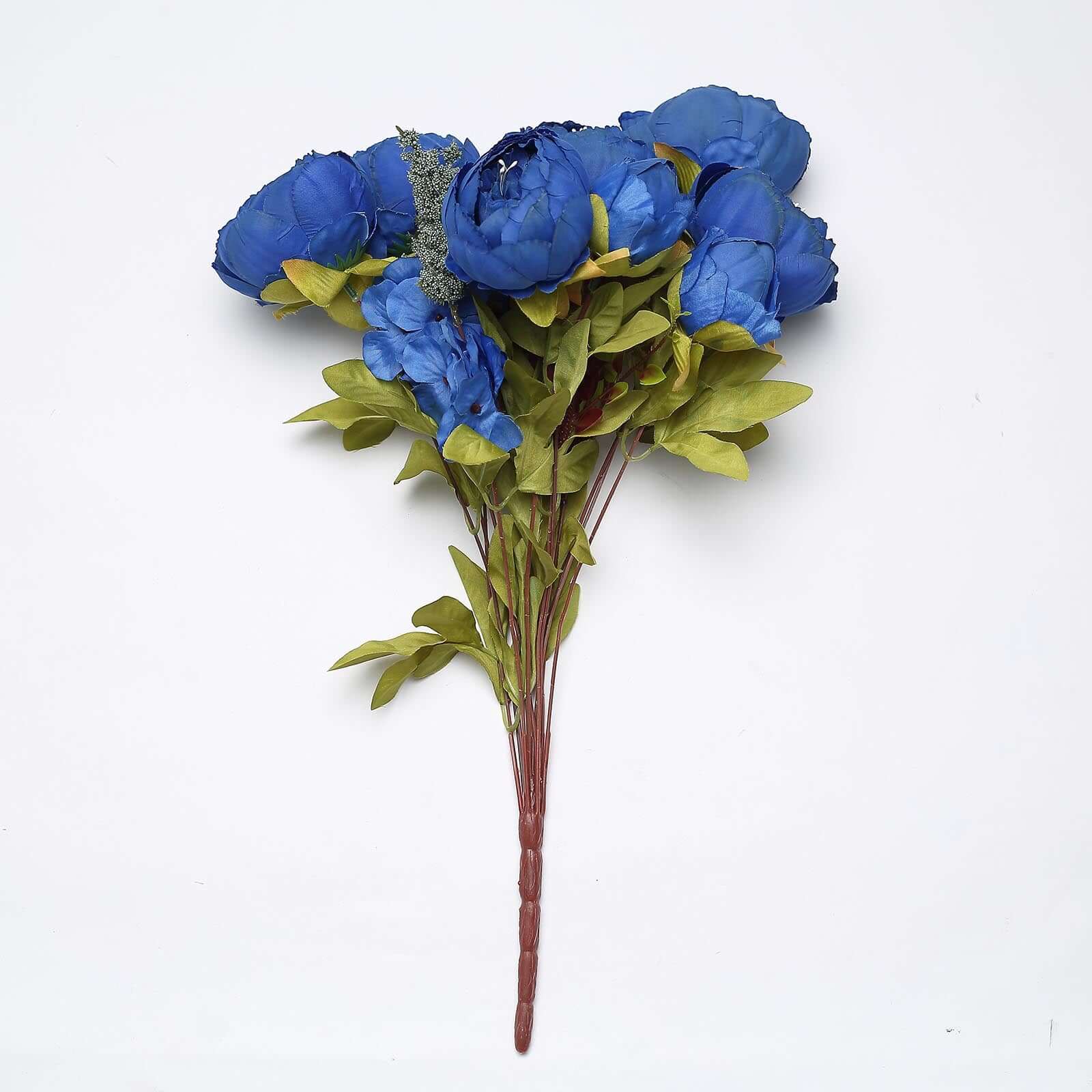 2 Pack 19 Royal Blue Artificial Peony Flower Wedding Bouquets, Faux Silk Flower Arrangements