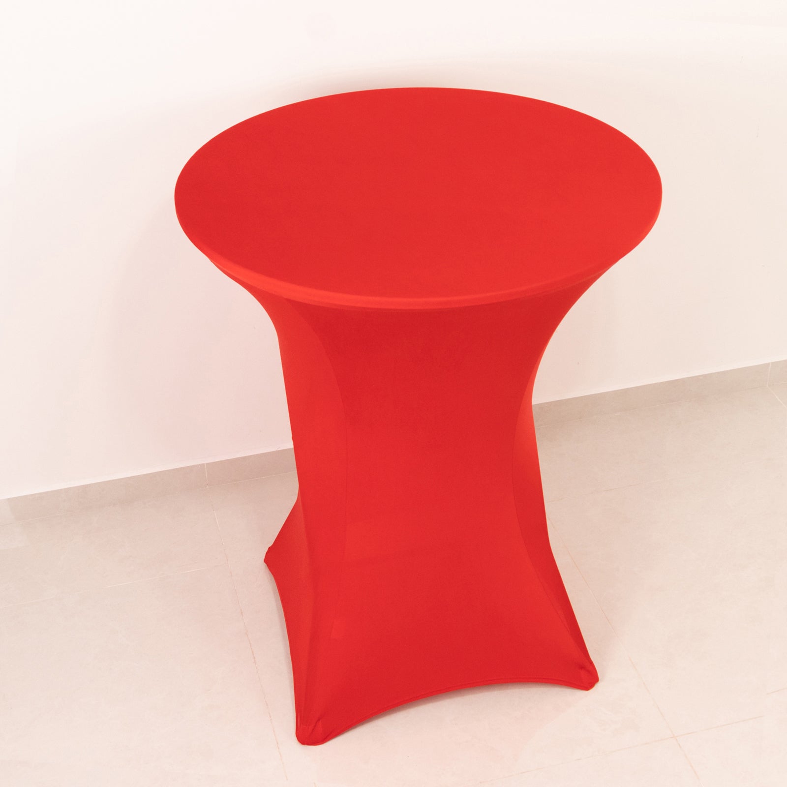 Spandex 33-36 Round Cocktail Table Cover Red - Easy to Maintain Stretch Fitted Highboy Tablecloth