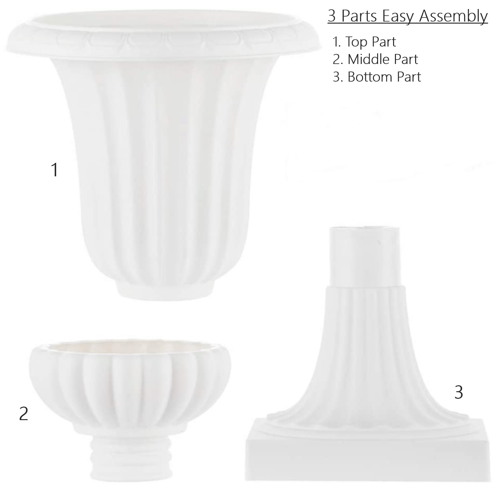 2 Pack 20 White Urn Planter, Floral Pedestal Flower Pot Plant Stand - PVC