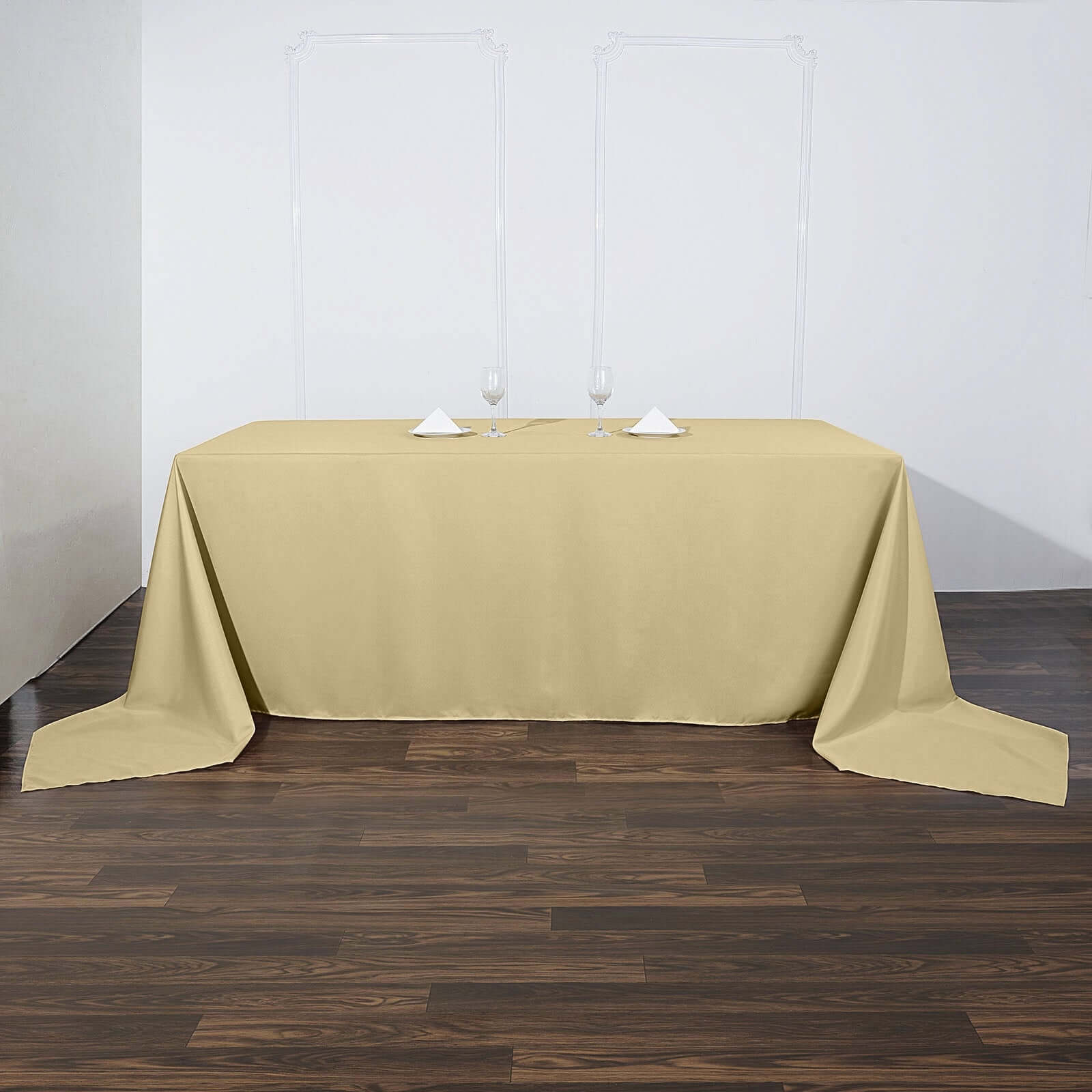 Polyester 90x156 Rectangle Tablecloth Champagne - Seamless Wrinkle-Resistant Table Cover