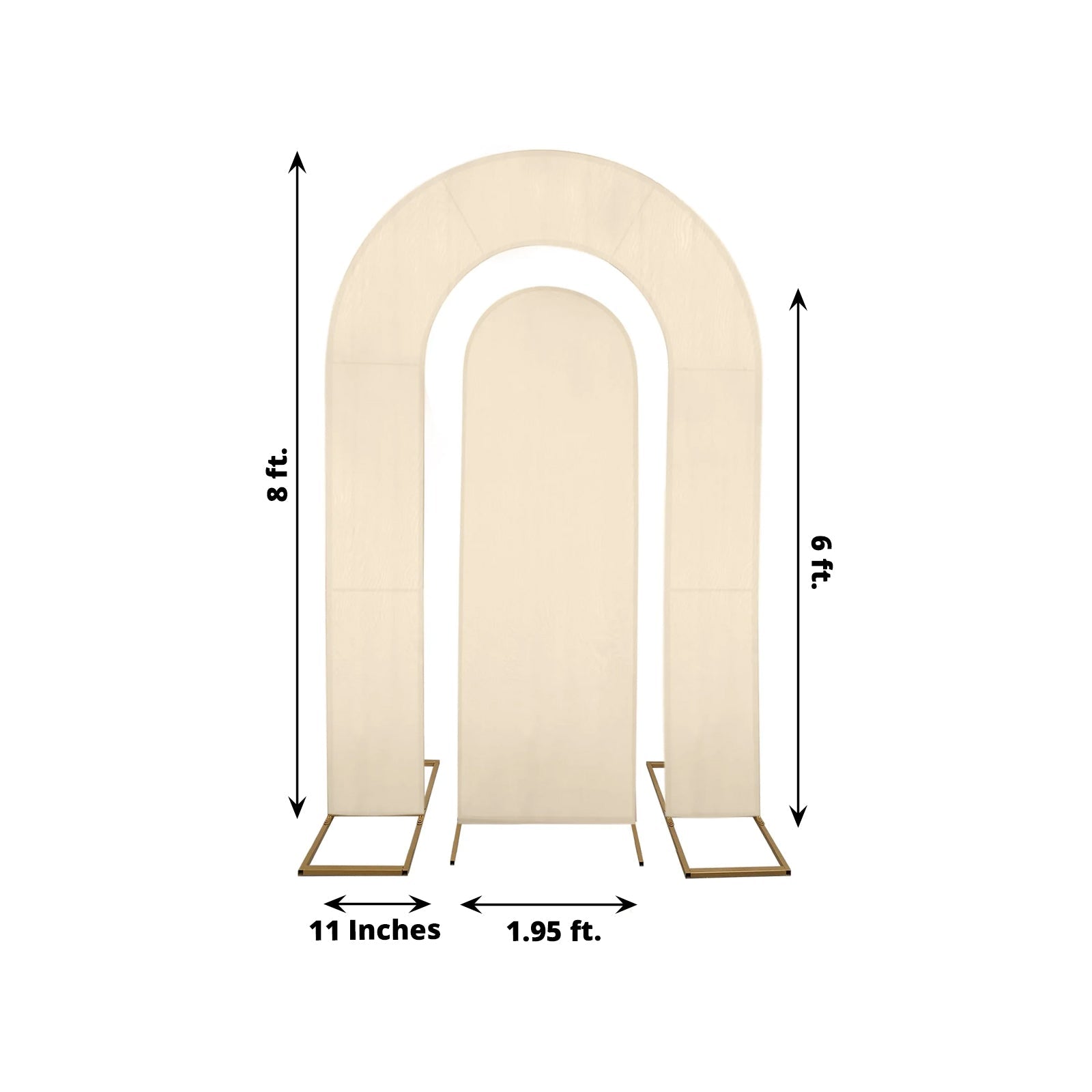 Set of 2 Beige Spandex Fitted Wedding Arch Covers for Round Top and Double Arch Chiara Backdrop Stands - 6ft,8ft