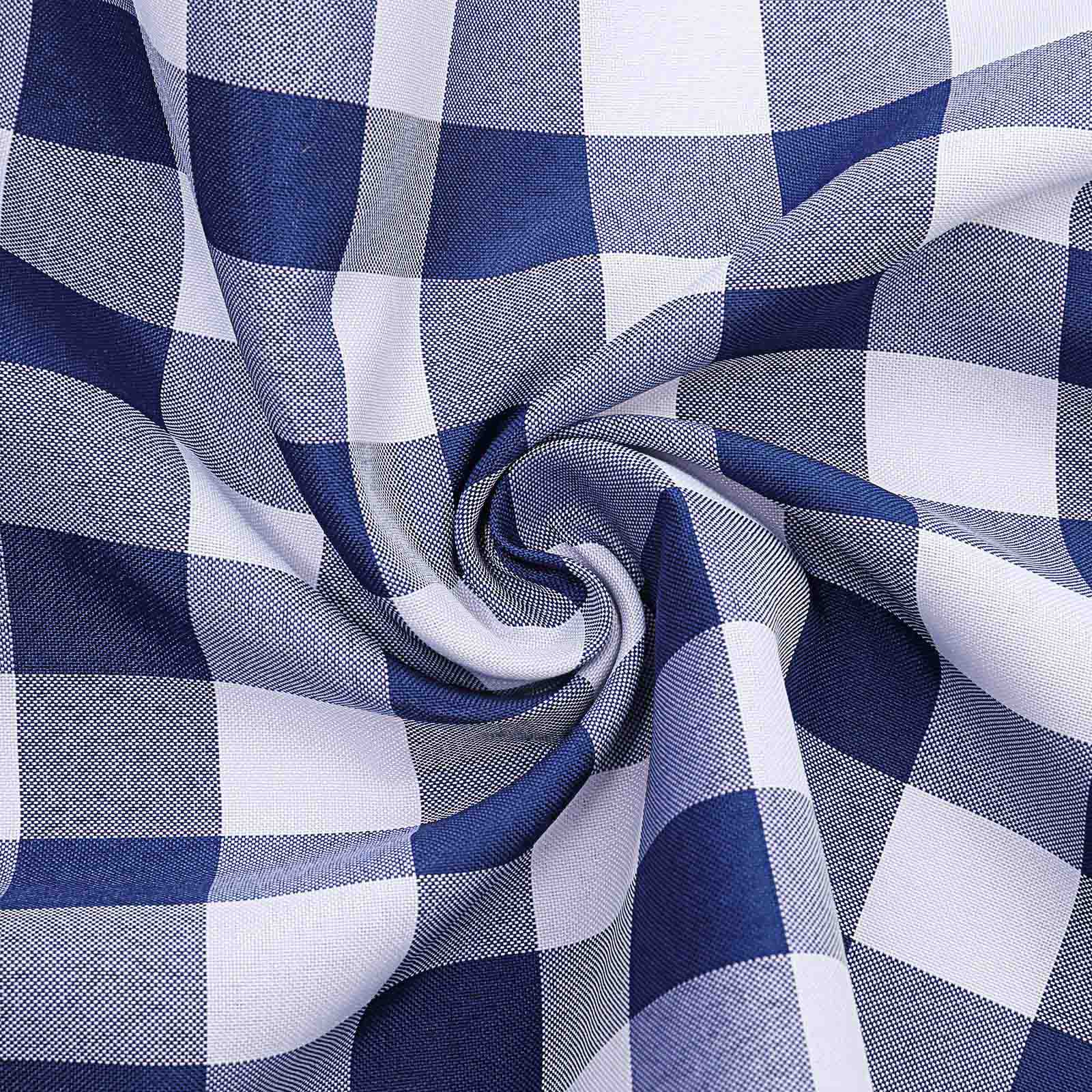 Polyester 54x54 Square Tablecloth White/Navy Blue - Checkered Buffalo Plaid Design for Casual Table Settings