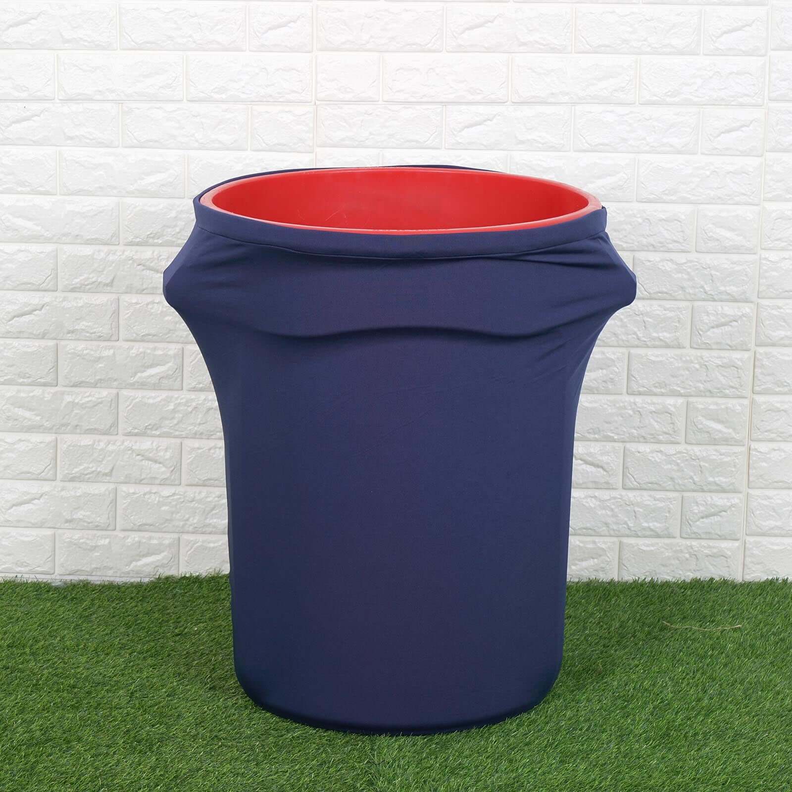 41-50 Gallons Navy Blue Stretch Spandex Round Trash Bin Container Cover