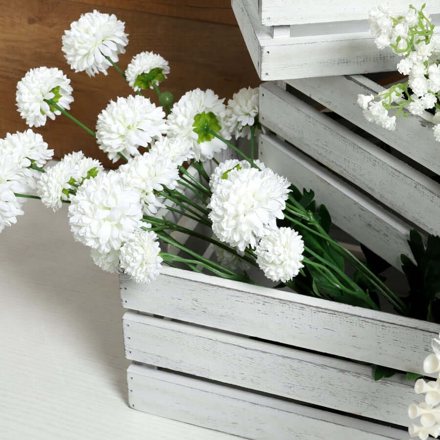 Set of 3 Rustic Wooden Crates White - Multi-Purpose Planters, Storage Containers & Display Risers