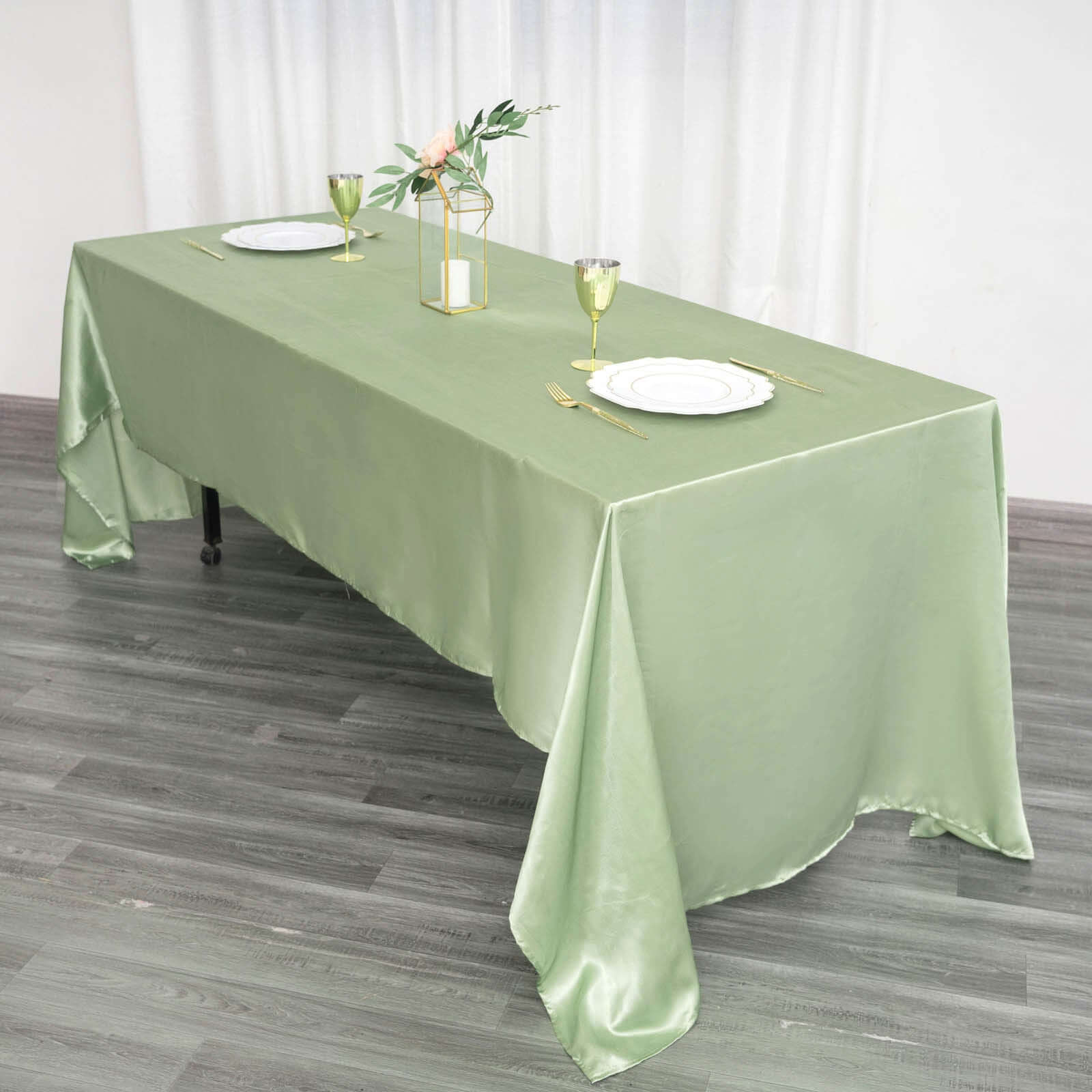 Satin Rectangular 60x126 Tablecloth Sage Green - Smooth and Lustrous Table Cover