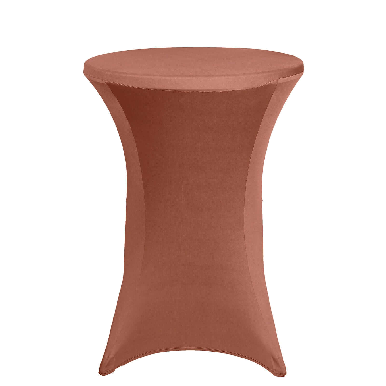 Spandex 24-32 Round Cocktail Table Cover Terracotta (Rust) - Easy to Maintain Stretch Fitted Highboy Tablecloth