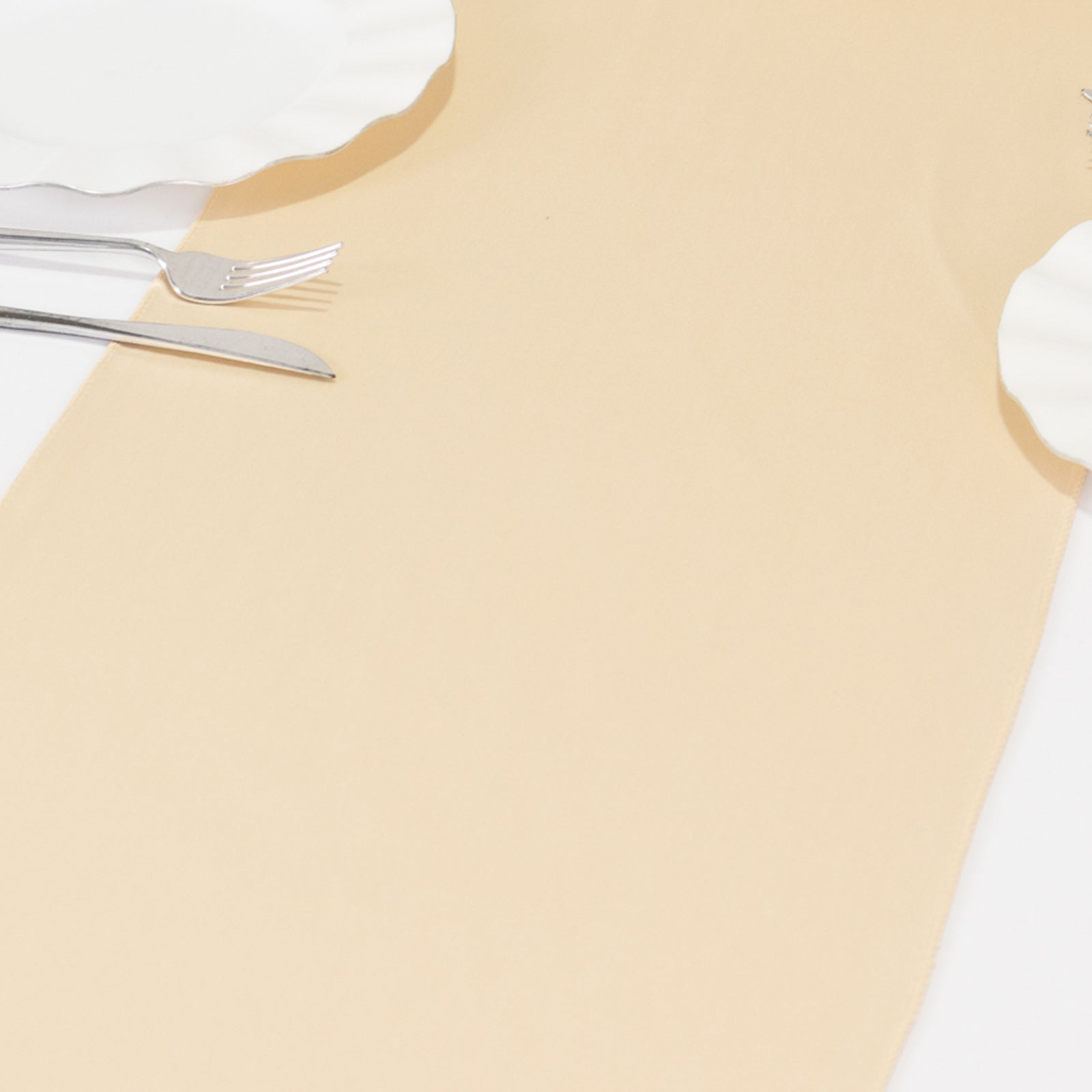 Premium Scuba Polyester 12x108 Table Runner Beige - Wrinkle-Free Table Linen