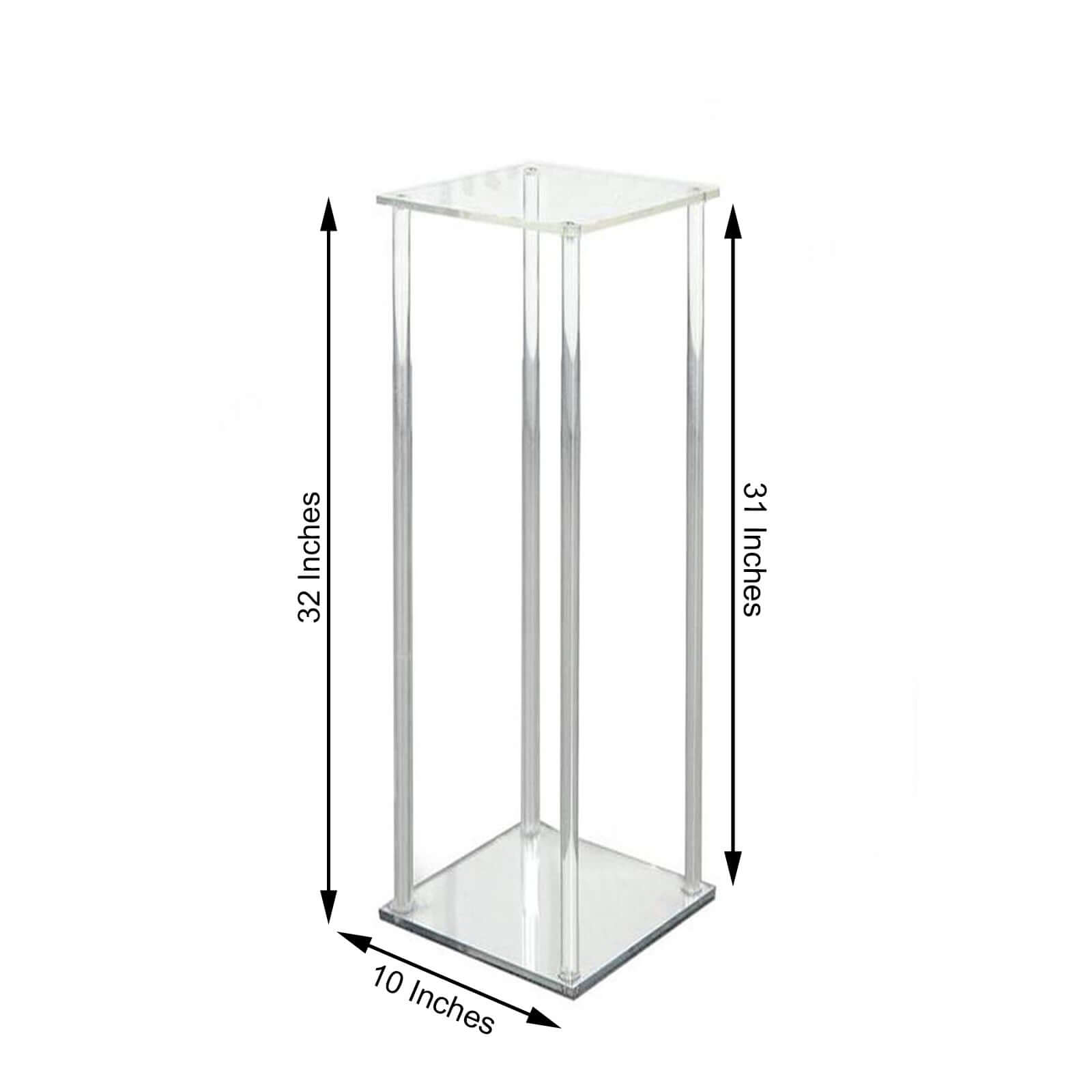 Acrylic Floor Vase Flower Stand with Square Mirror Base Clear - Decorative Wedding Column Centerpiece 32