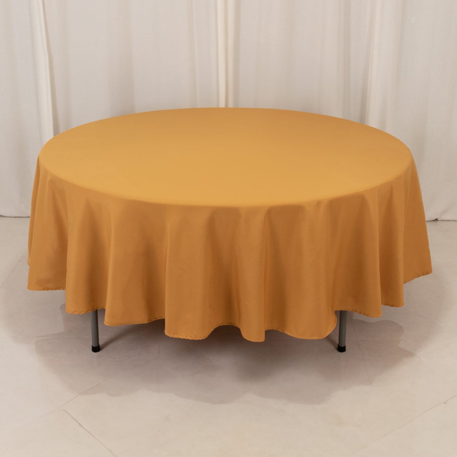 Premium Polyester 90 Round Tablecloth Gold - Stain and Wrinkle-Resistant 220GSM Table Cover for Weddings & Event Decor