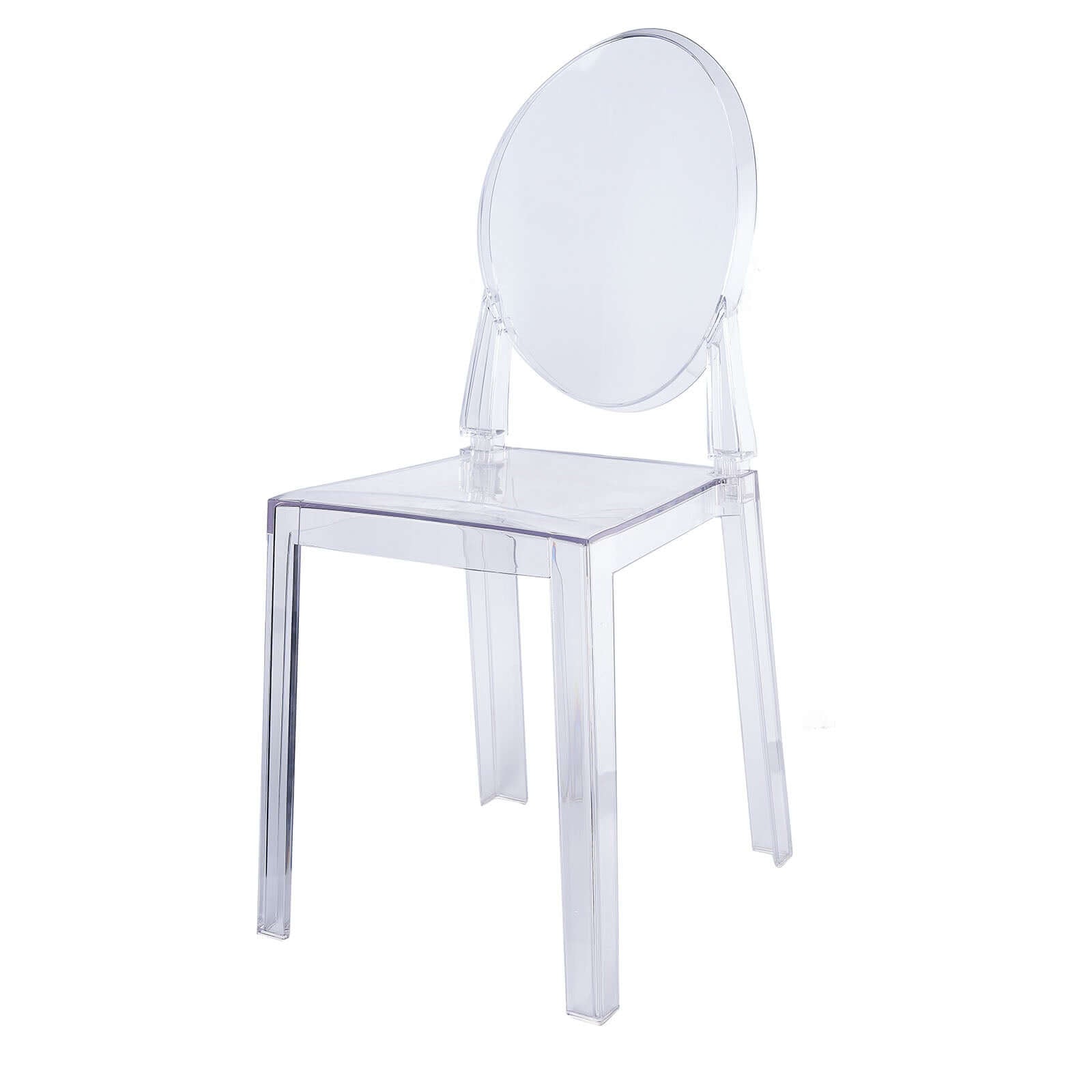 Acrylic Ghost Chair with Oval Back for Banquet Use Clear - Sleek Transparent Armless Accent Chair for Weddings & Gatherings