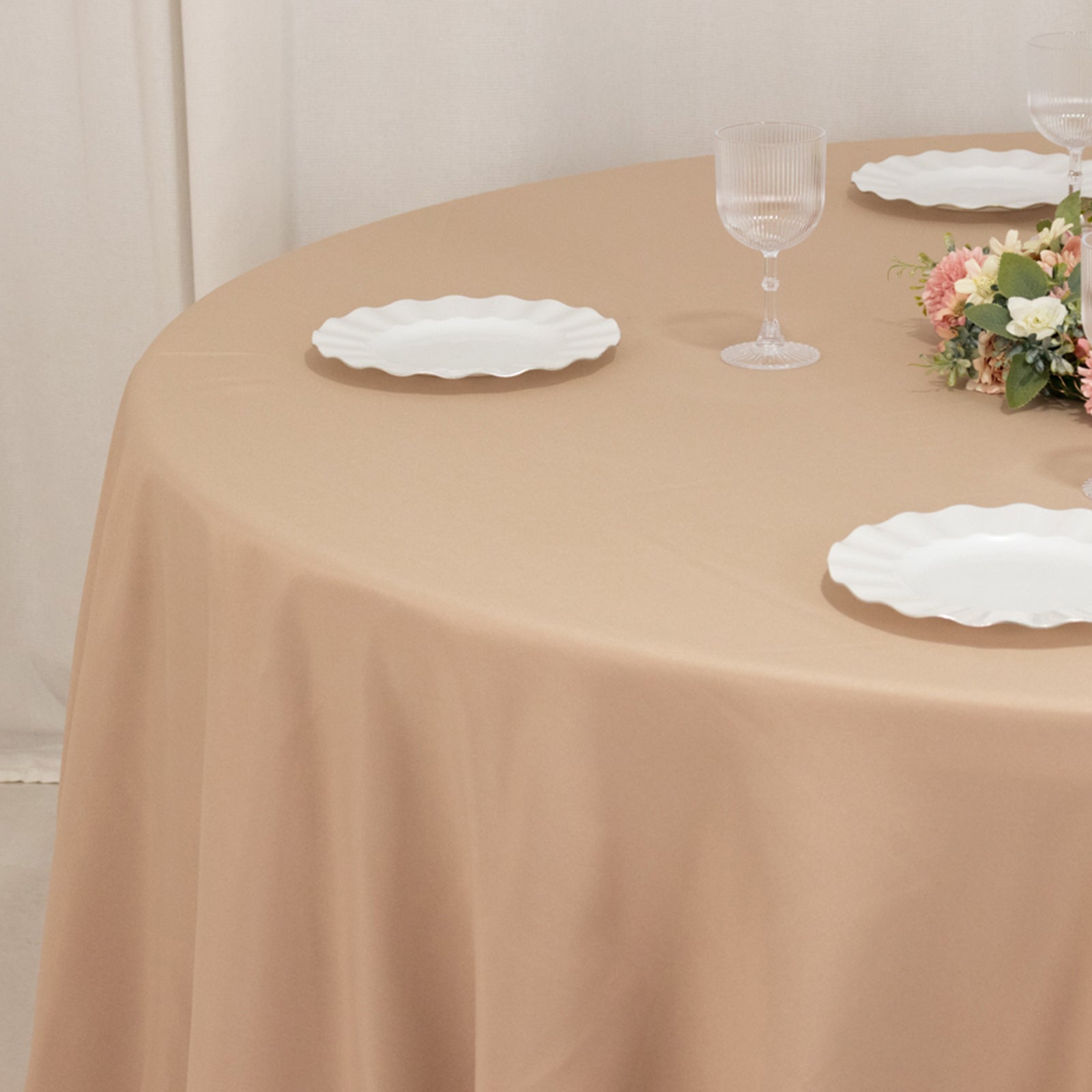 Premium Polyester 120 Round Tablecloth Nude - Seamless 220GSM Wrinkle-Resistant Table Cover