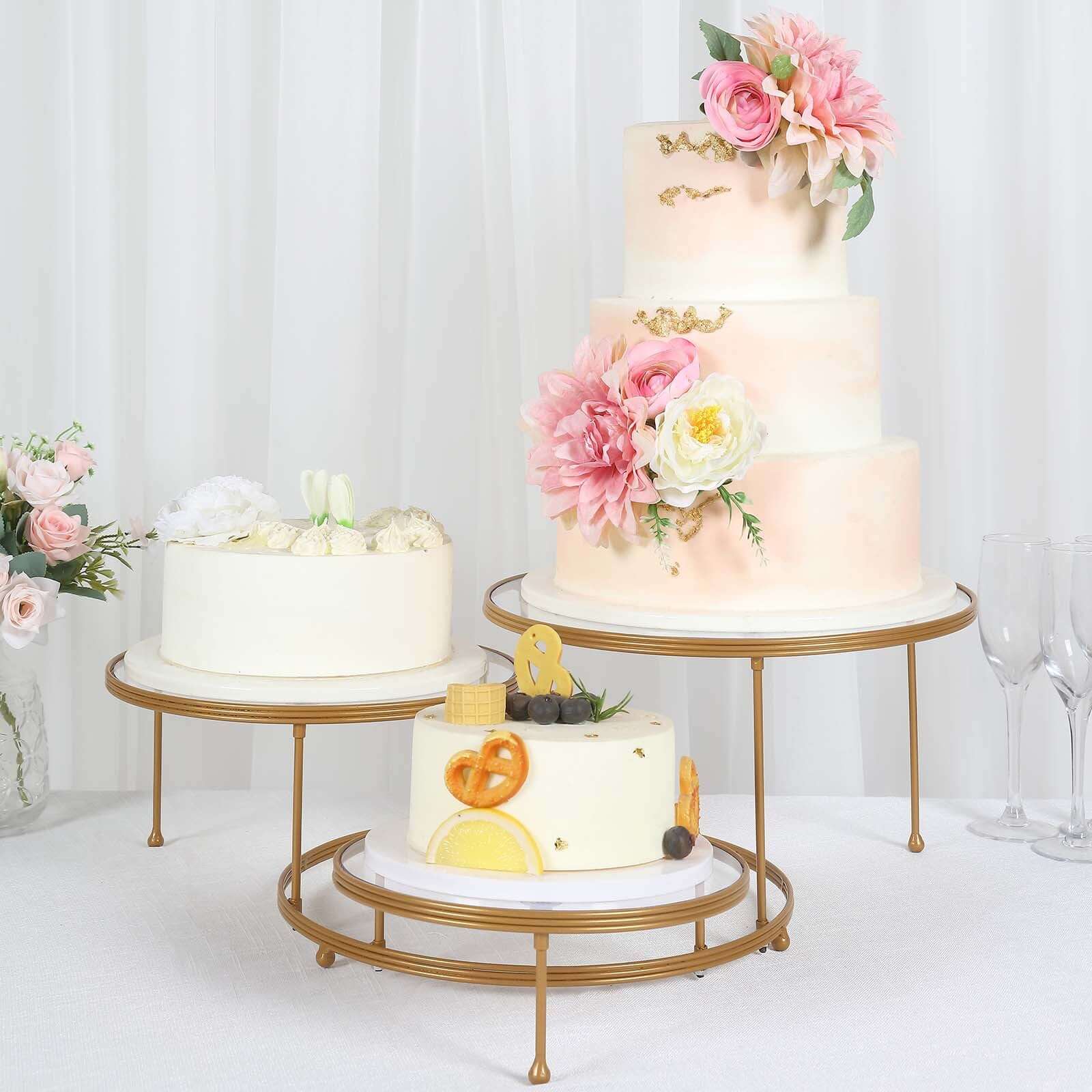 3-Tier Metal Cupcake Stand with Clear Round Acrylic Plates Gold - Dessert Cake Display Holder 23