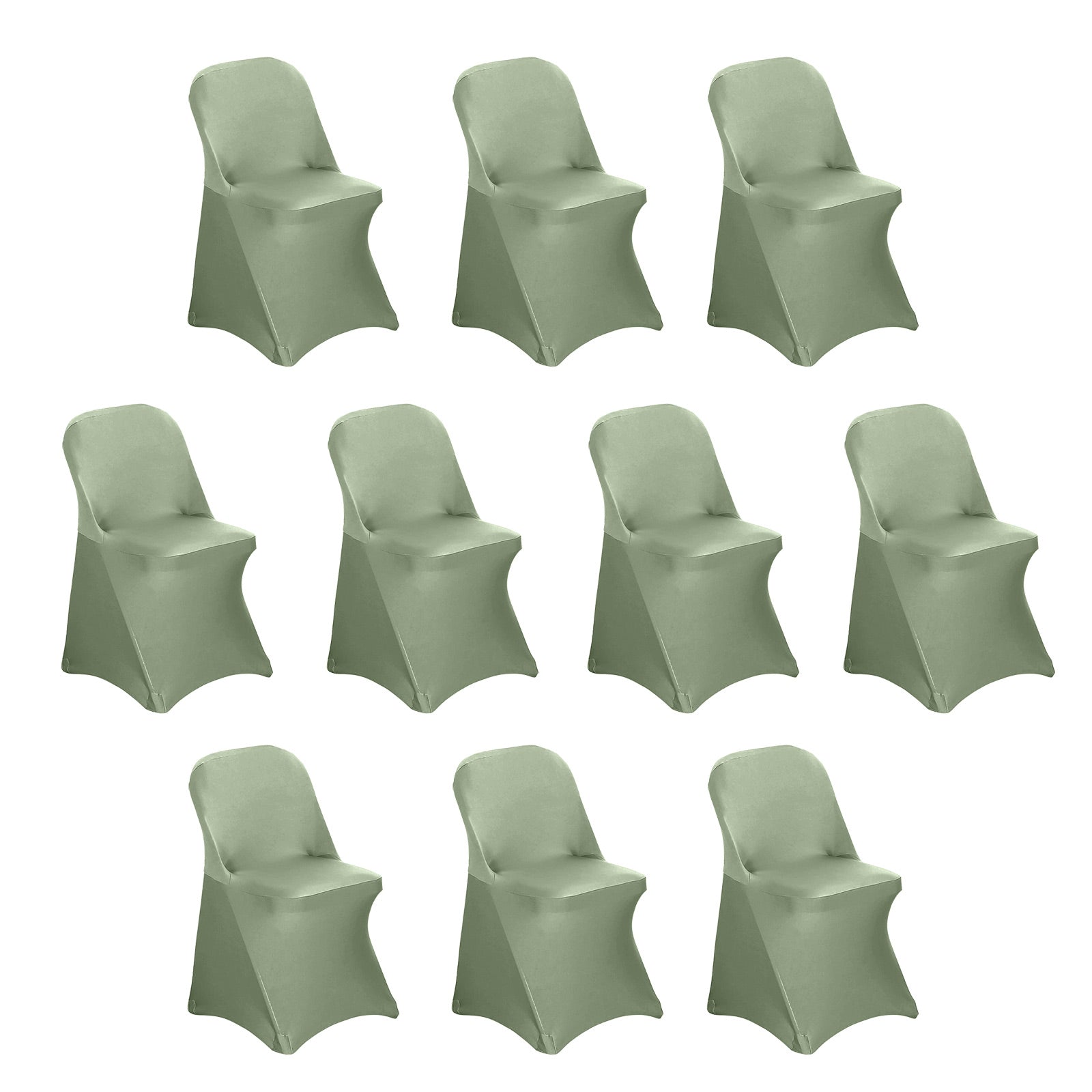 10 Pack Stretch Spandex Chair Covers Dusty Sage Green for Folding Chairs - Durable 160GSM Fitted Slipcovers