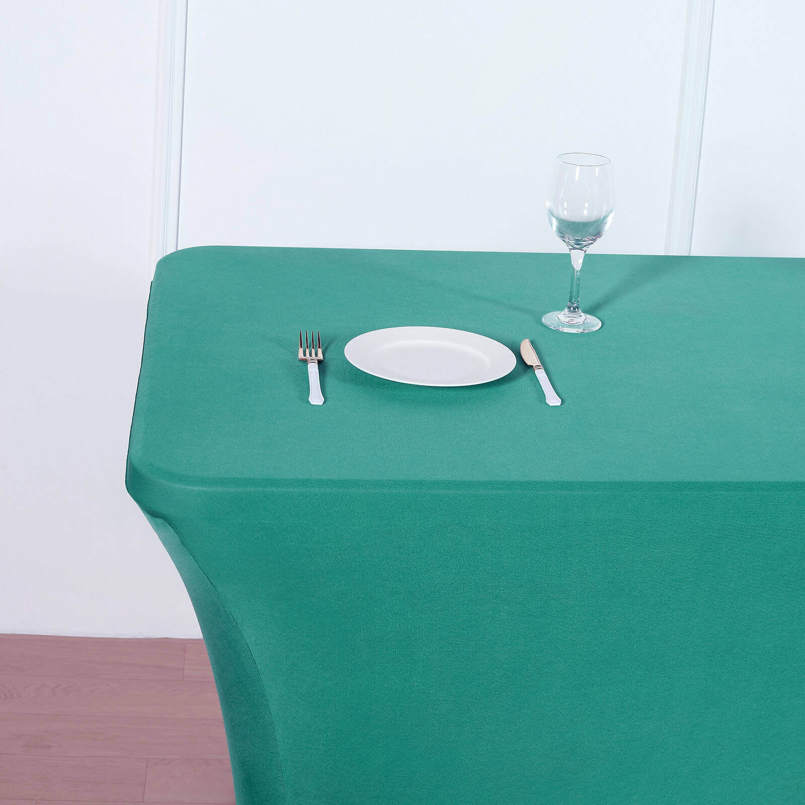 Stretch Spandex 6ft Rectangle Tablecloth Peacock Teal - Durable Form-Fitting Table Cover