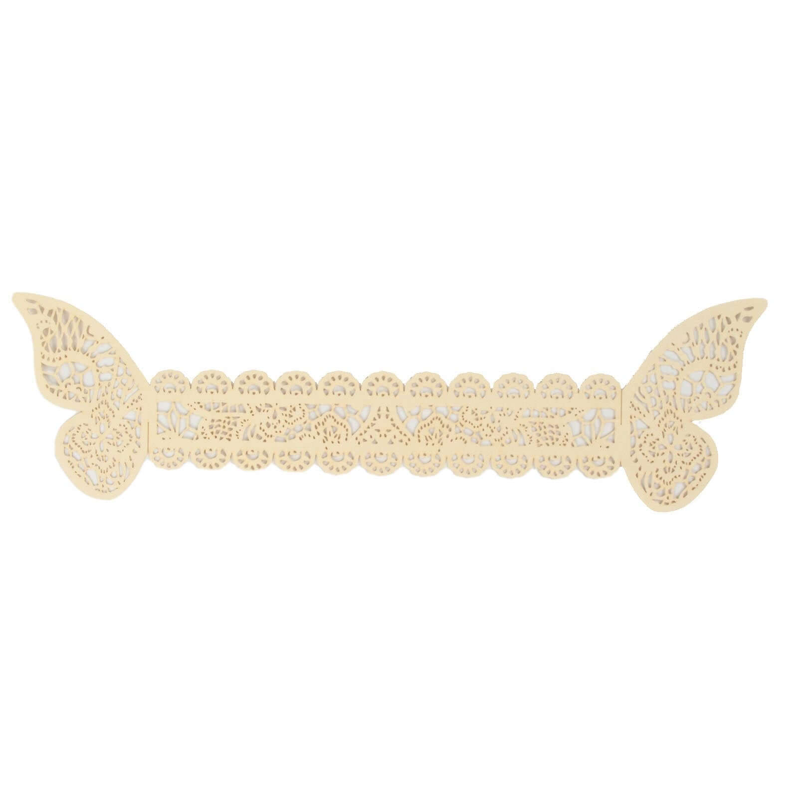 12-Pack Paper Napkin Rings Laser Cut Butterfly Ivory Shimmery - Decorative Serviette Holders