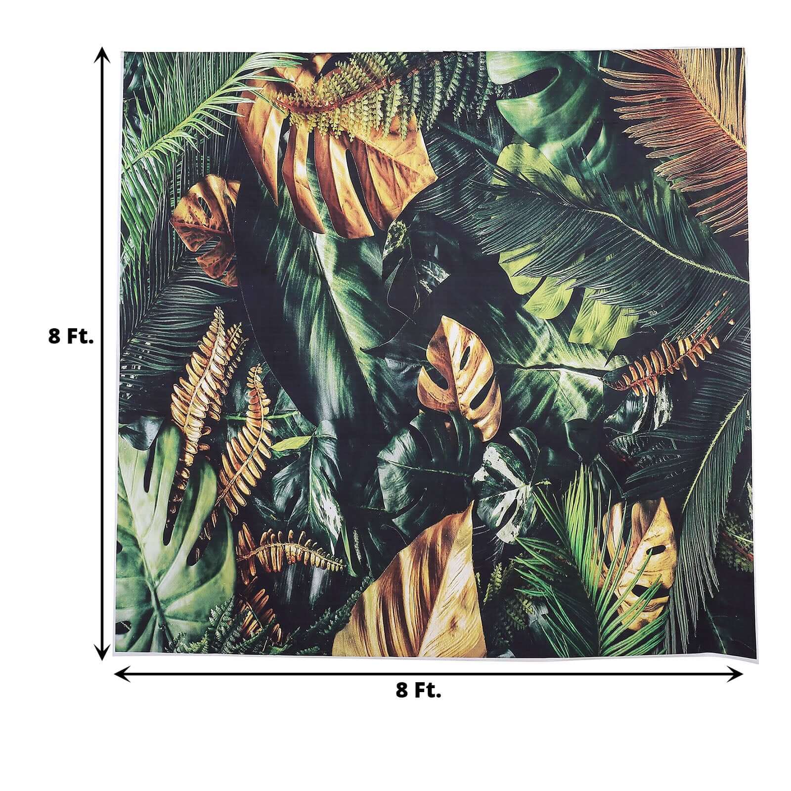 8ftx8ft Green Gold Tropical Jungle Safari Leaf Print Vinyl Backdrop