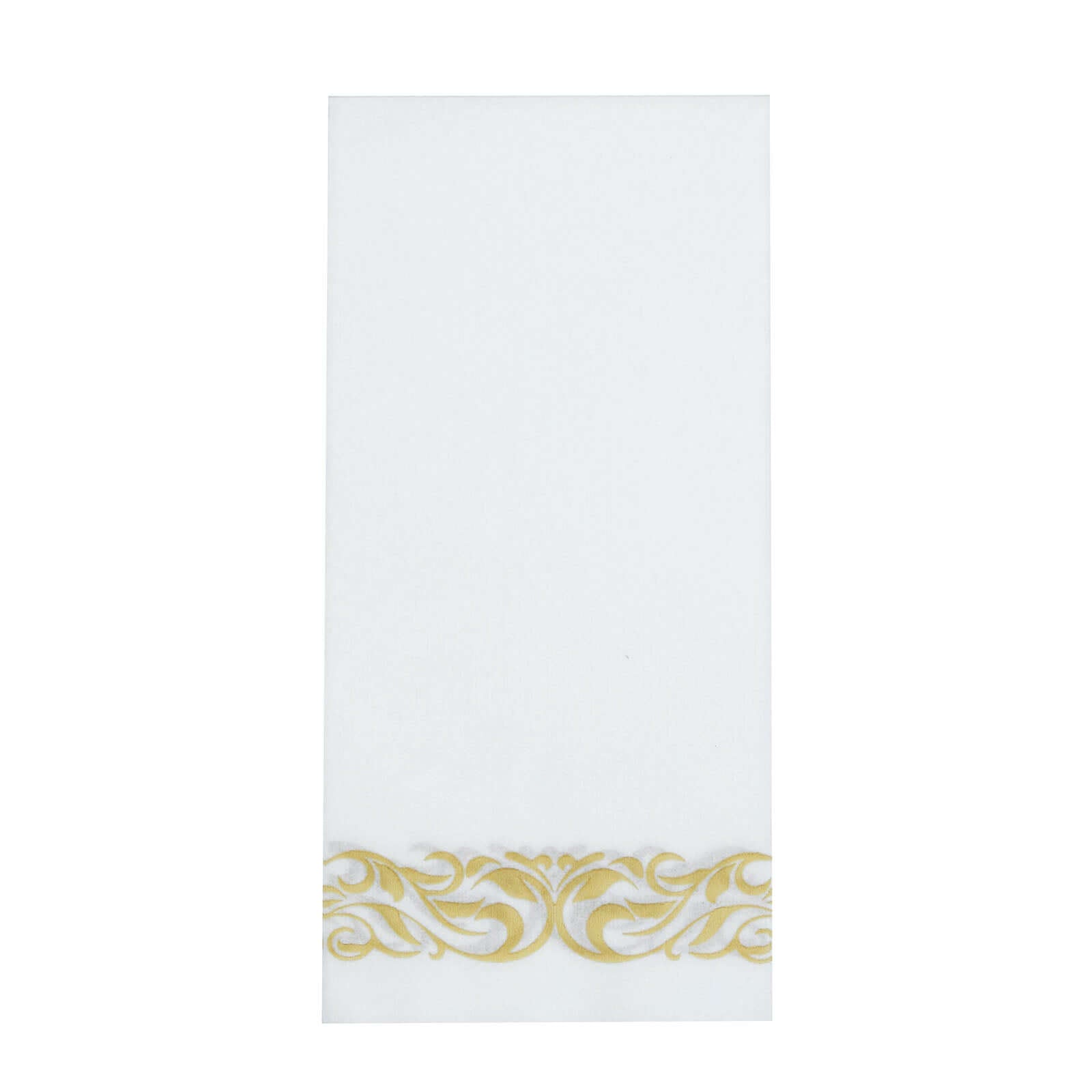 25 Pack Line-Like Paper 8x4 Napkins White with Metallic Gold Foil Scroll Design - Soft & Absotbent Airlaid Hand Towels for Exquisite Weddings & Events