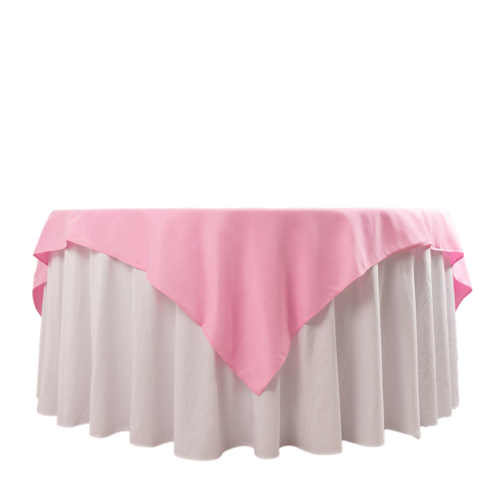 Premium Polyester 70x70 Table Overlay Square Tablecloth Pink 220GSM Wrinkle-Resistant Table Cover