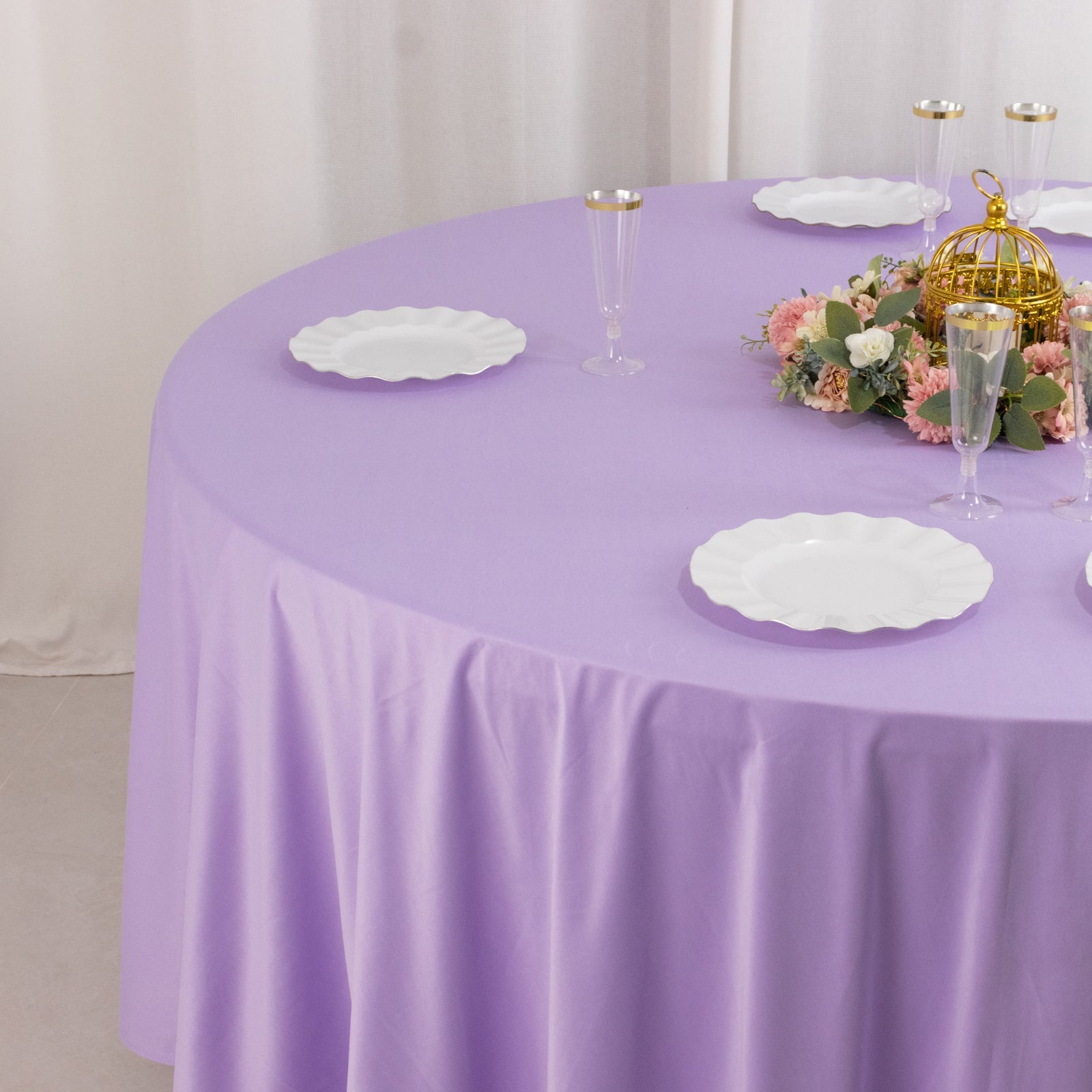 Premium Scuba Round 108 Tablecloth Lavender Lilac - Wrinkle Free & Stain Resistant Table Cover