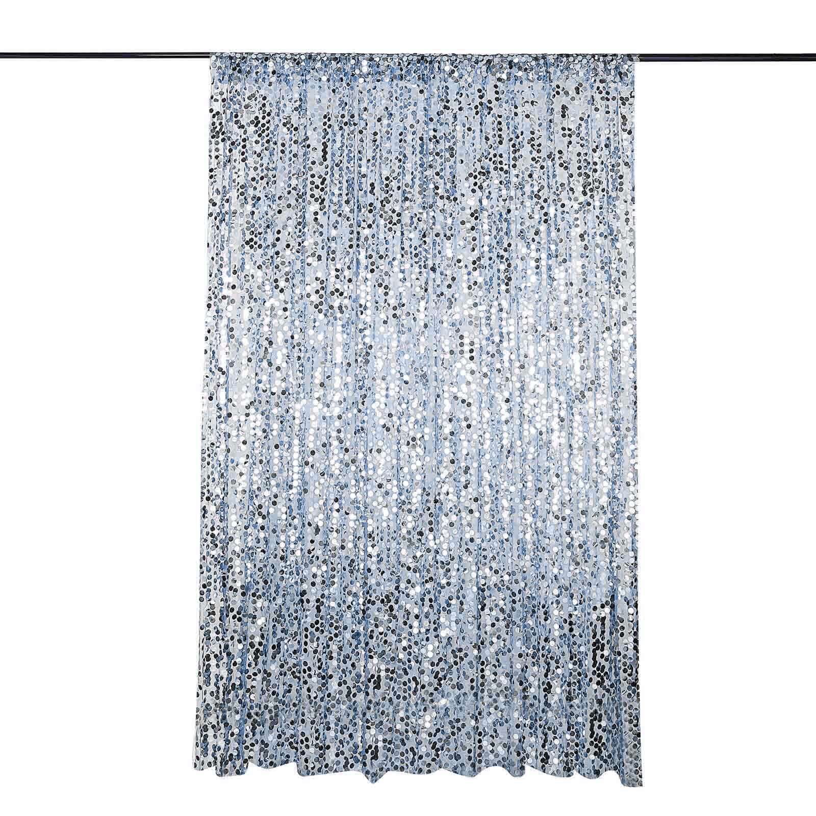 8ftx8ft Dusty Blue Big Payette Sequin Event Curtain Drapes, Backdrop Event Panel