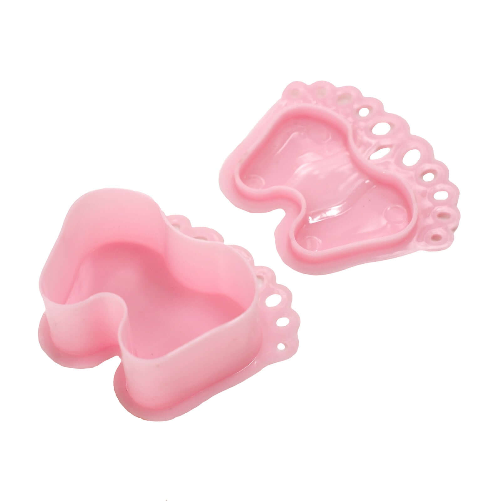 12-Pack Fillable Mini Candy Container in Baby Feet Style Clear/Pink - Unique Candy Treat Favor Boxes for Baby Shower 3.5