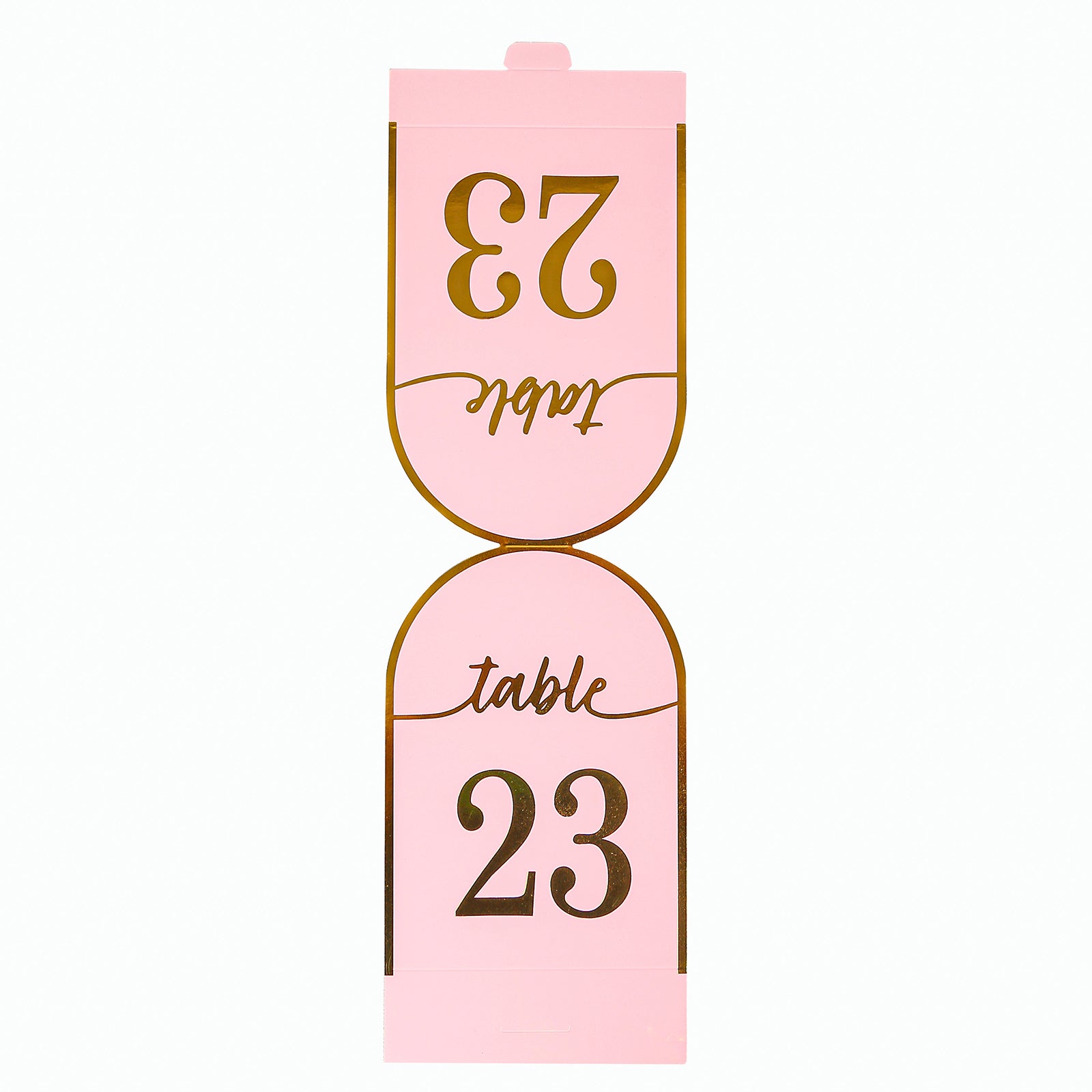 25-Pack Paper Wedding Table Numbers 1-25 Blush Arch Cutout Design - Sleek & Modern Free Standing Double Sided Table Tent Cards with Metallic Gold Foil Numbers 7