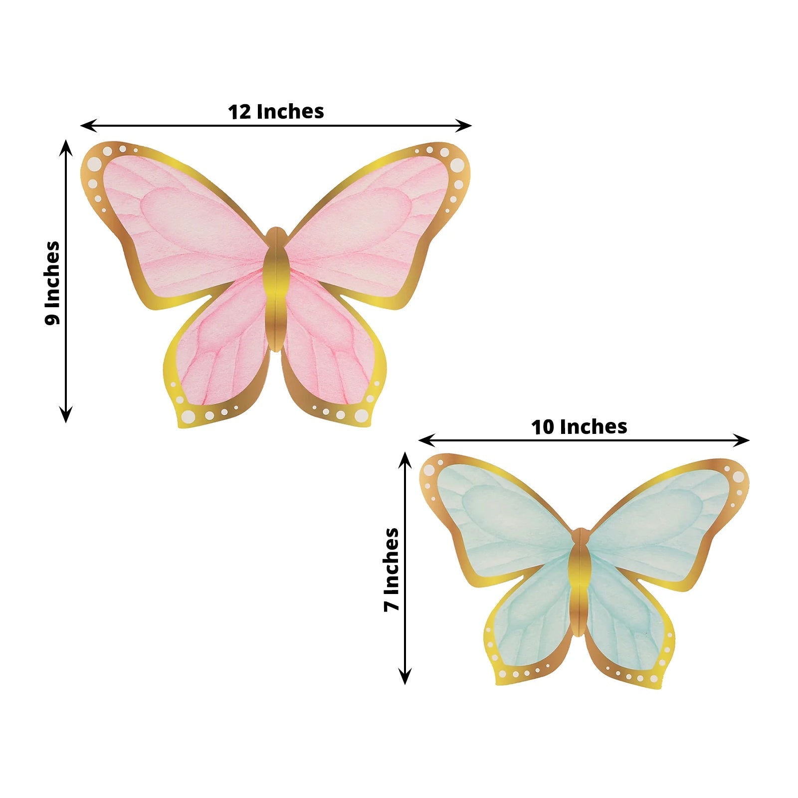 12 Pcs Cardstock Paper 3D Butterfly Table Centerpieces, Metallic Gold Foil Accents Pastel Color Party Decorations 10, 12