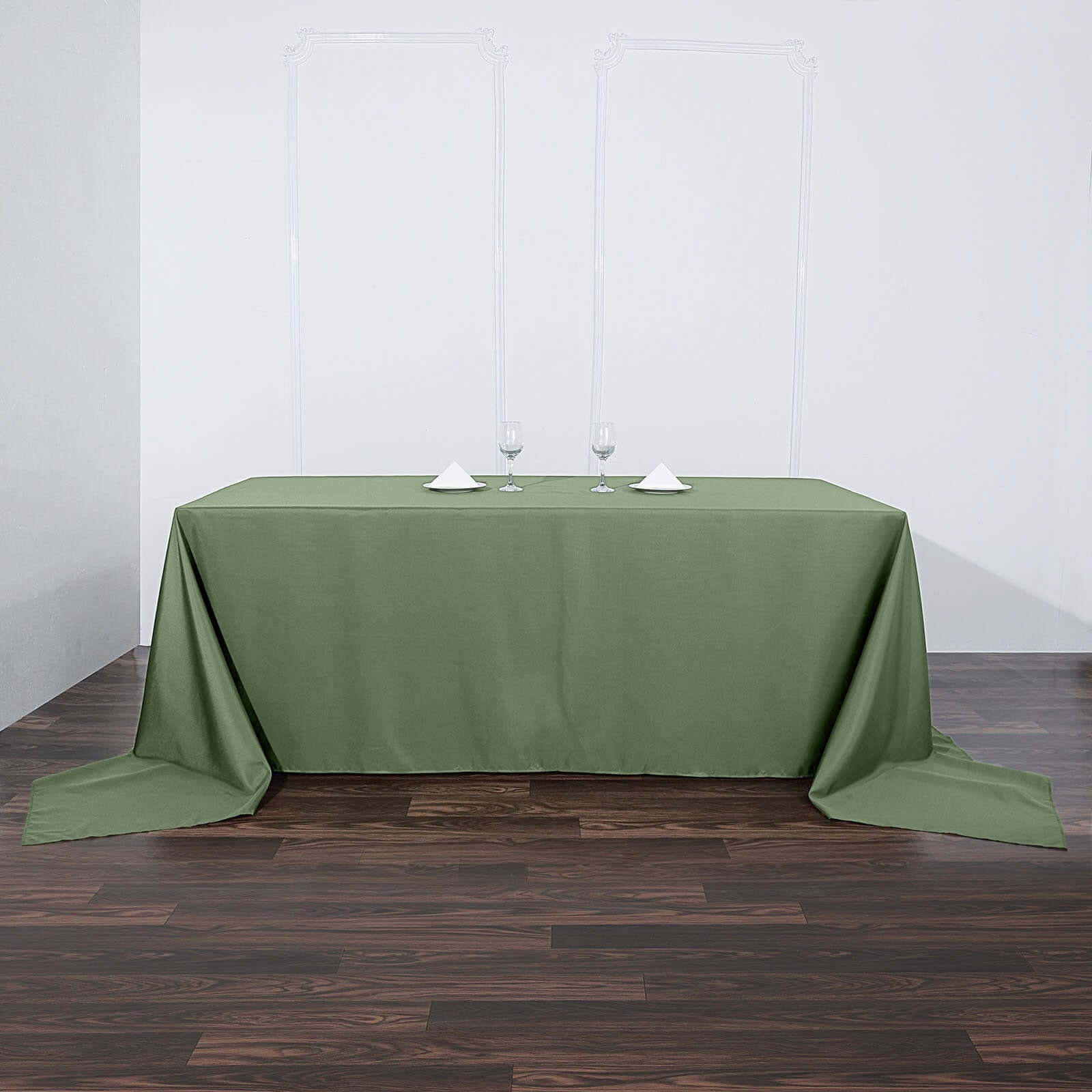 Polyester 90x156 Rectangle Tablecloth Olive Green - Seamless Wrinkle-Resistant Table Cover