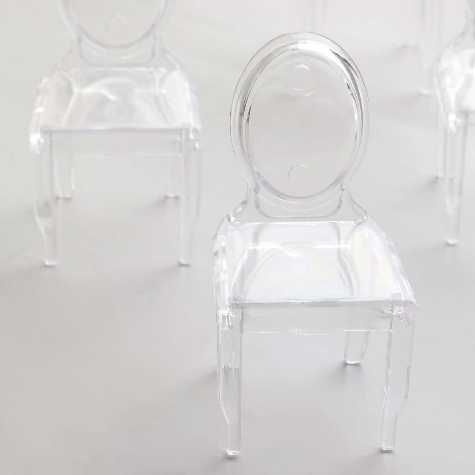 12 Pack 4 Clear Plastic Mini Ghost Chair Party Favor Gift Holders, Candy Treat Display Stands