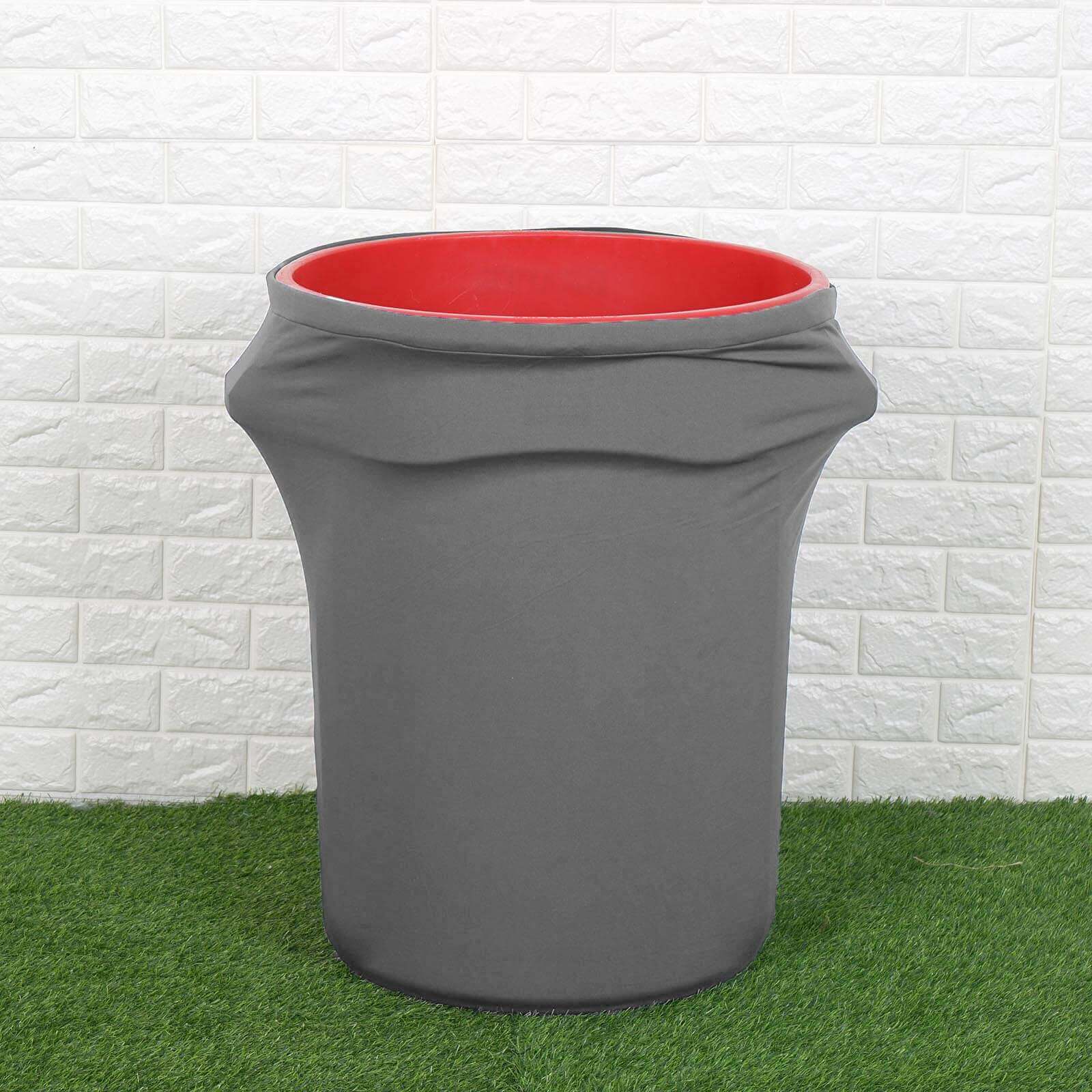 41-50 Gallons Charcoal Gray Stretch Spandex Round Trash Bin Container Cover