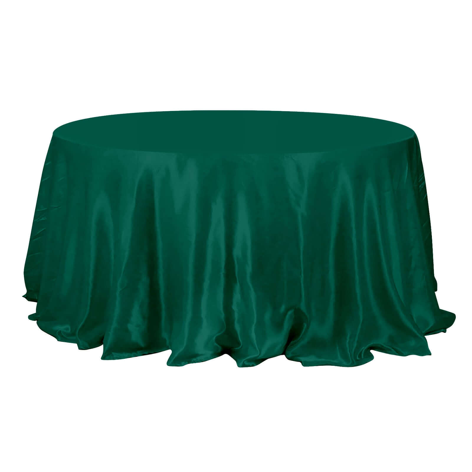 Satin 132 Round Tablecloth Hunter Emerald Green - Stylish Seamless Table Cover