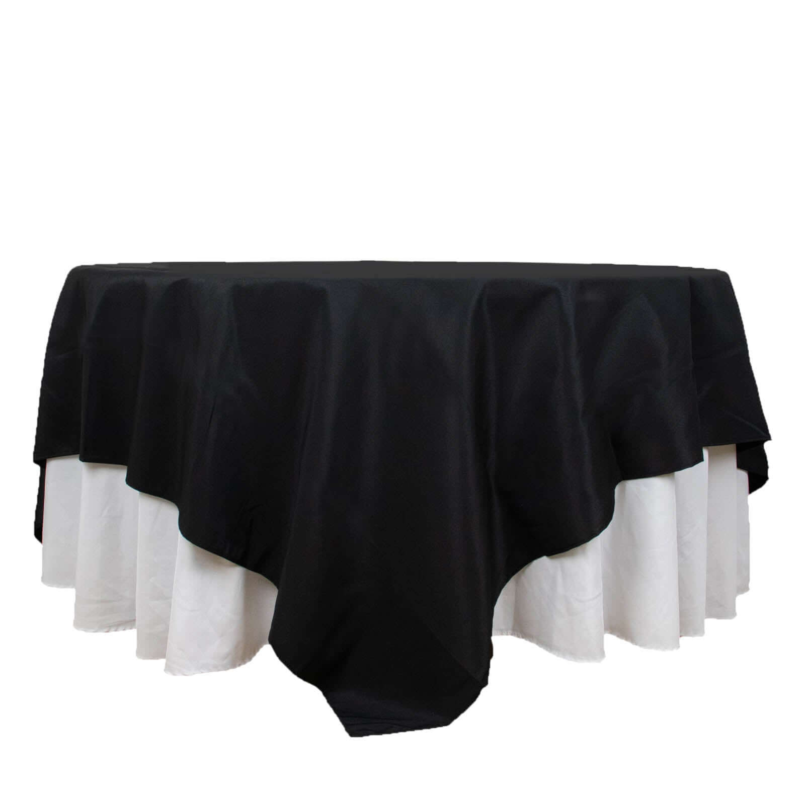 Premium Polyester 90x90 Table Overlay Square Tablecloth Black 220GSM Wrinkle-Resistant Table Cover