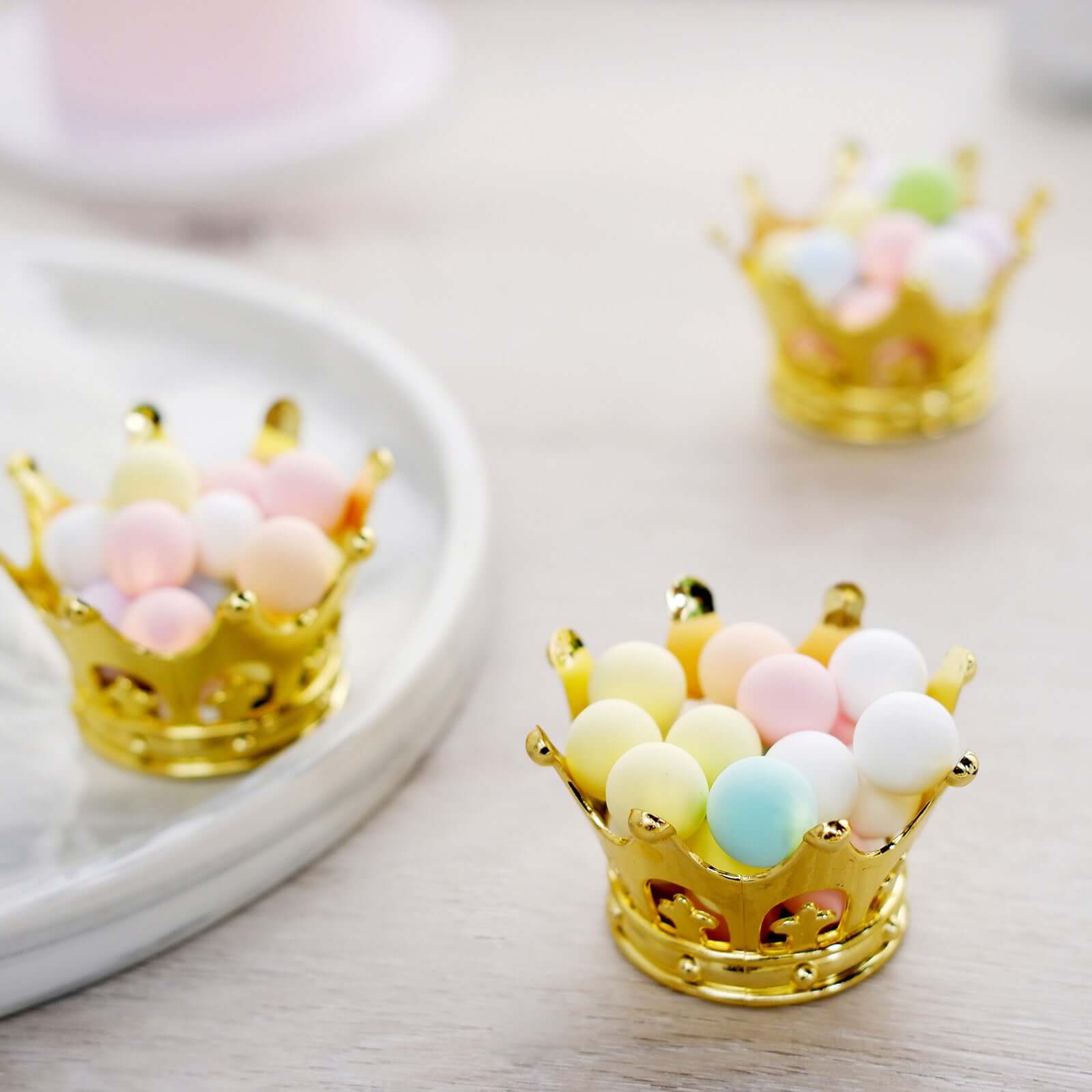 12-Pack Fillable Mini Crown Candy Container Gold - Regal Baby Shower Candy Treat Favor Containers 3