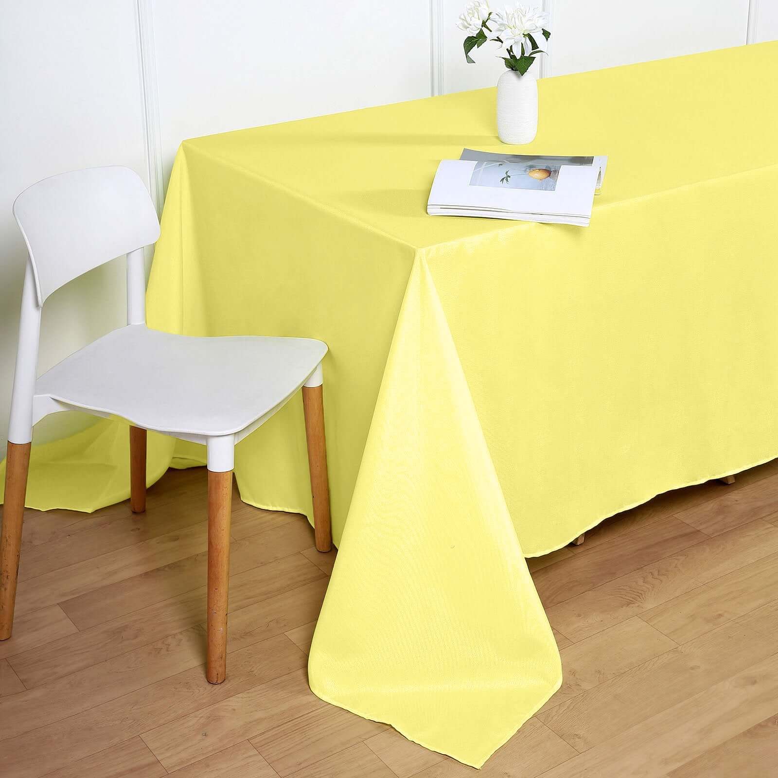Polyester 90x132 Rectangle Tablecloth Yellow - Seamless Wrinkle-Resistant Table Cover