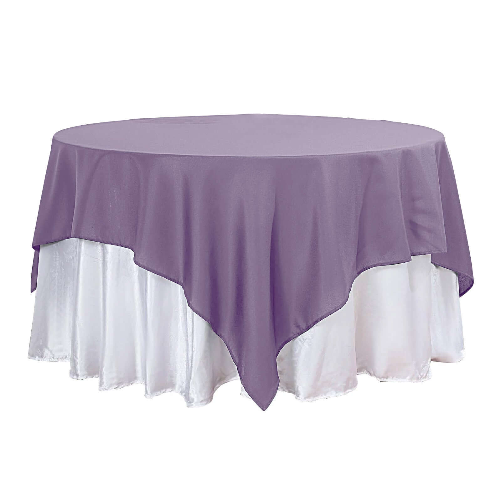 Polyester 90x90 Table Overlay Square Tablecloth Violet Amethyst - Wrinkle-Resistant & Durable Table Cover