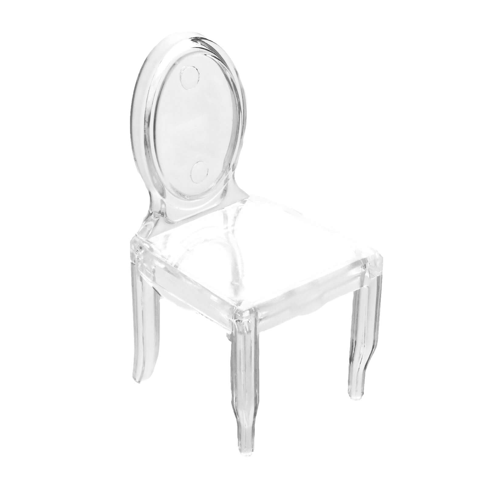 12 Pack 4 Clear Plastic Mini Ghost Chair Party Favor Gift Holders, Candy Treat Display Stands