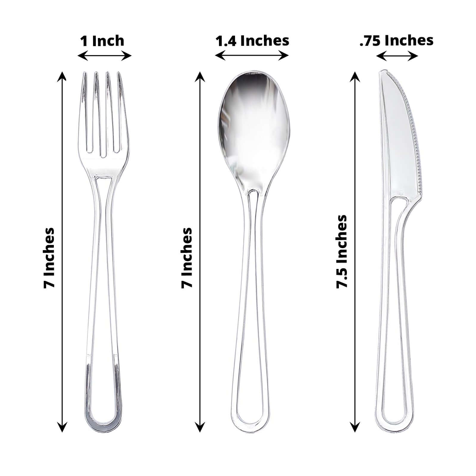 24-Pack Plastic Utensil Set with Modern Hollow Handle Design Silver - Disposable Silverware 7