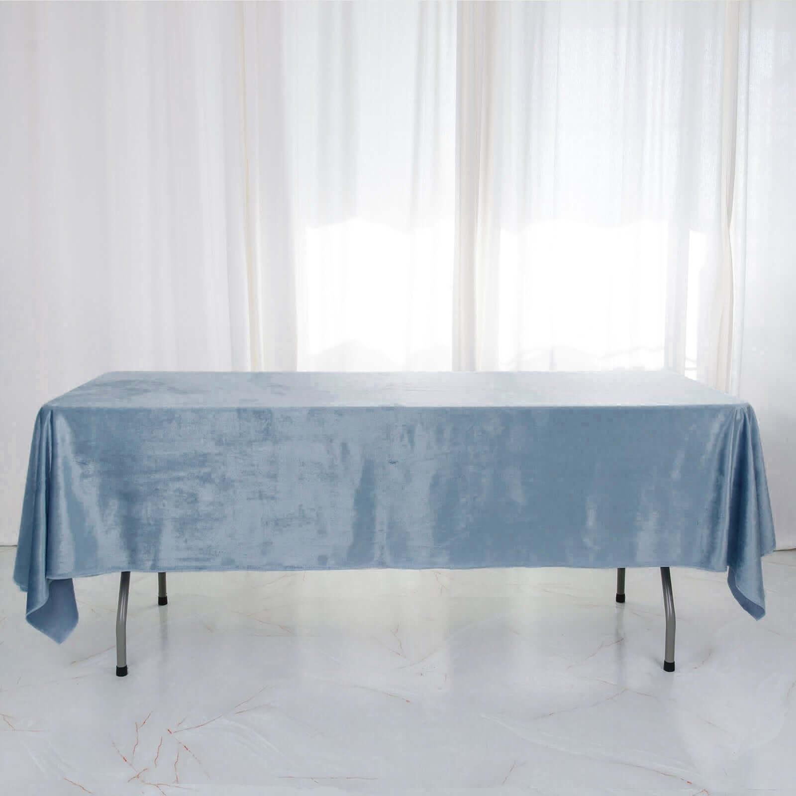 Premium Velvet 60x102 Rectangle Tablecloth Dusty Blue - Reusable & Soft Table Cover