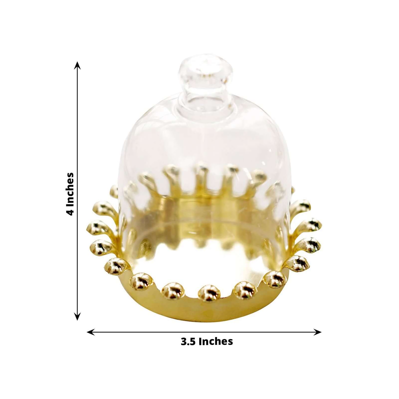 12 Pack 4 Clear Gold Mini Crown Treats Party Favor Boxes, Small Treats Jar Party Favor Boxes With Dome Lid