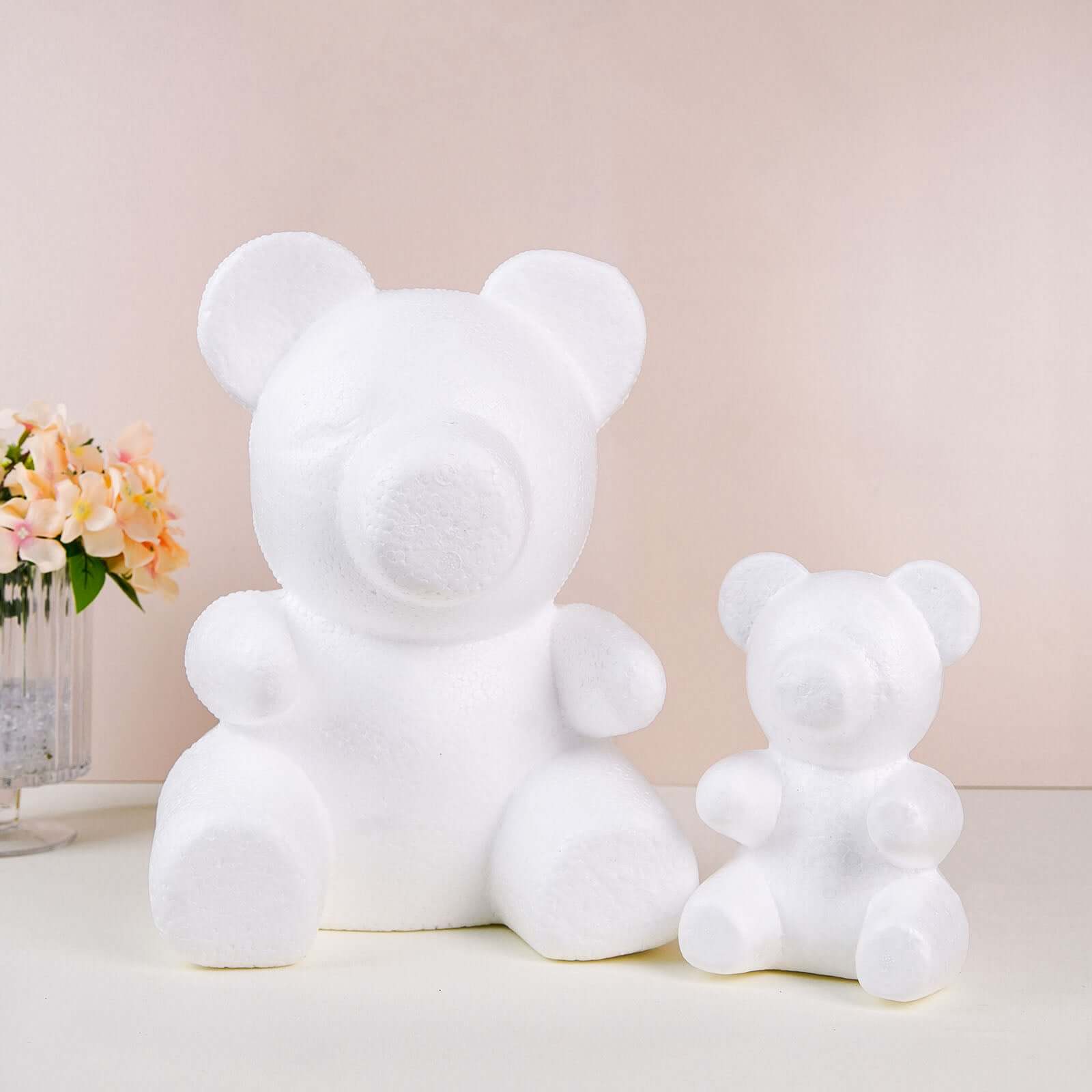 12 DIY White 3D Modeling StyroFoam Bear, Polystyrene Craft Foam Animal