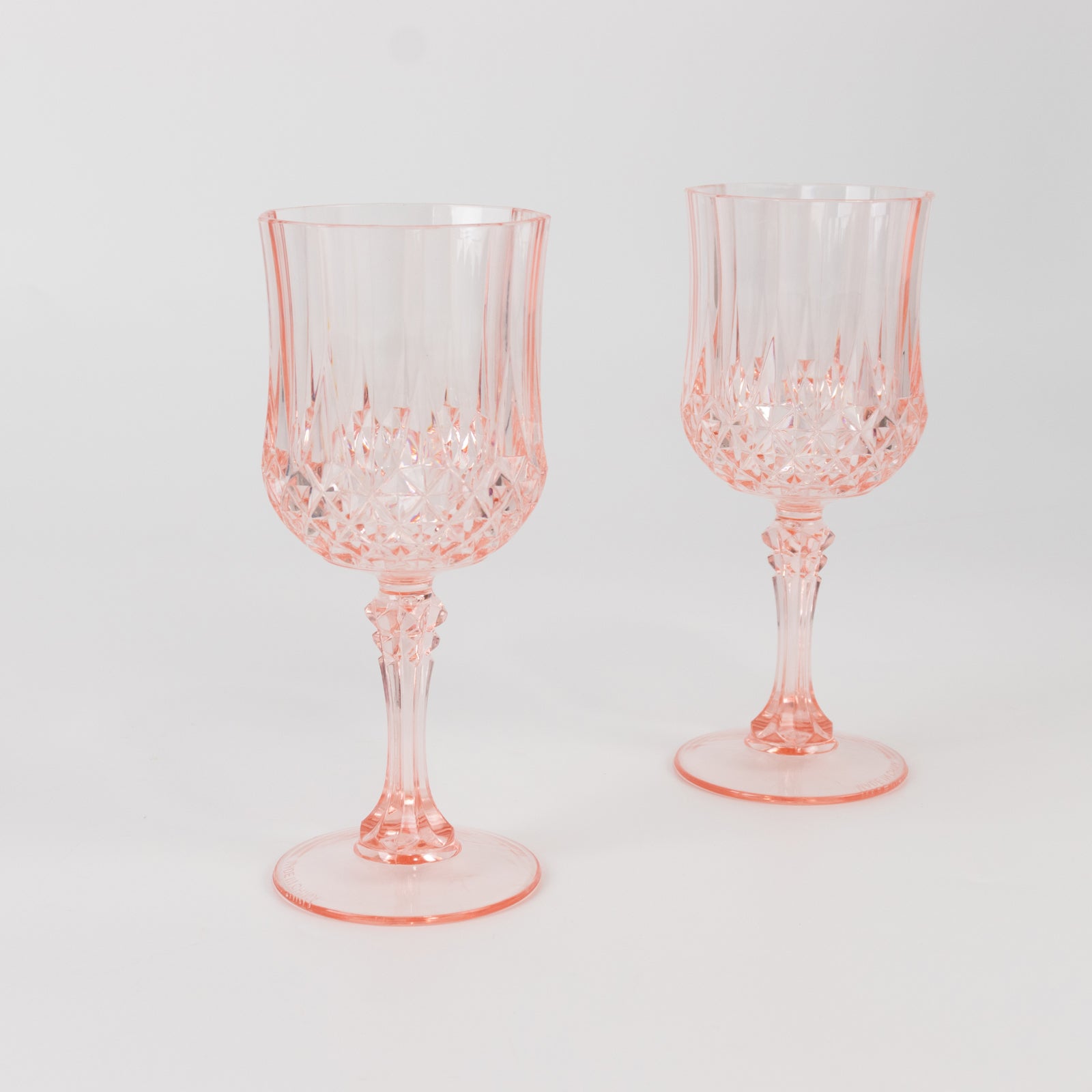 6-Pack Plastic Cocktail Goblets Transparent Blush Crystal Cut - Shatterproof Drinkware 8oz