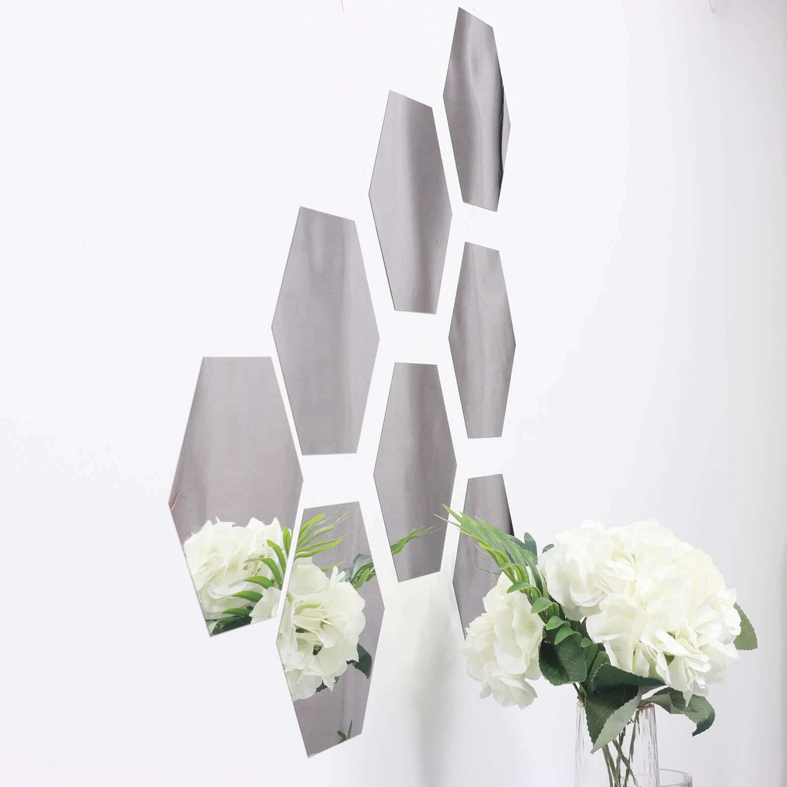 12 Pack Hexagon Acrylic Mirror Wall Stickers, 10 Removable Wall Decals For Home Decor