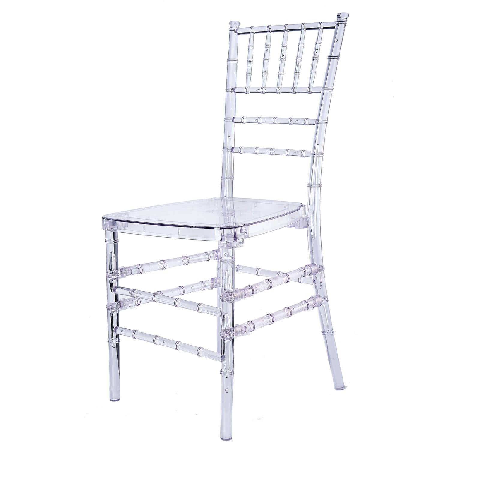 Resin Chiavari Chair Transparent and Stackable Clear - Sleek Armless Design for Weddings & Gatherings