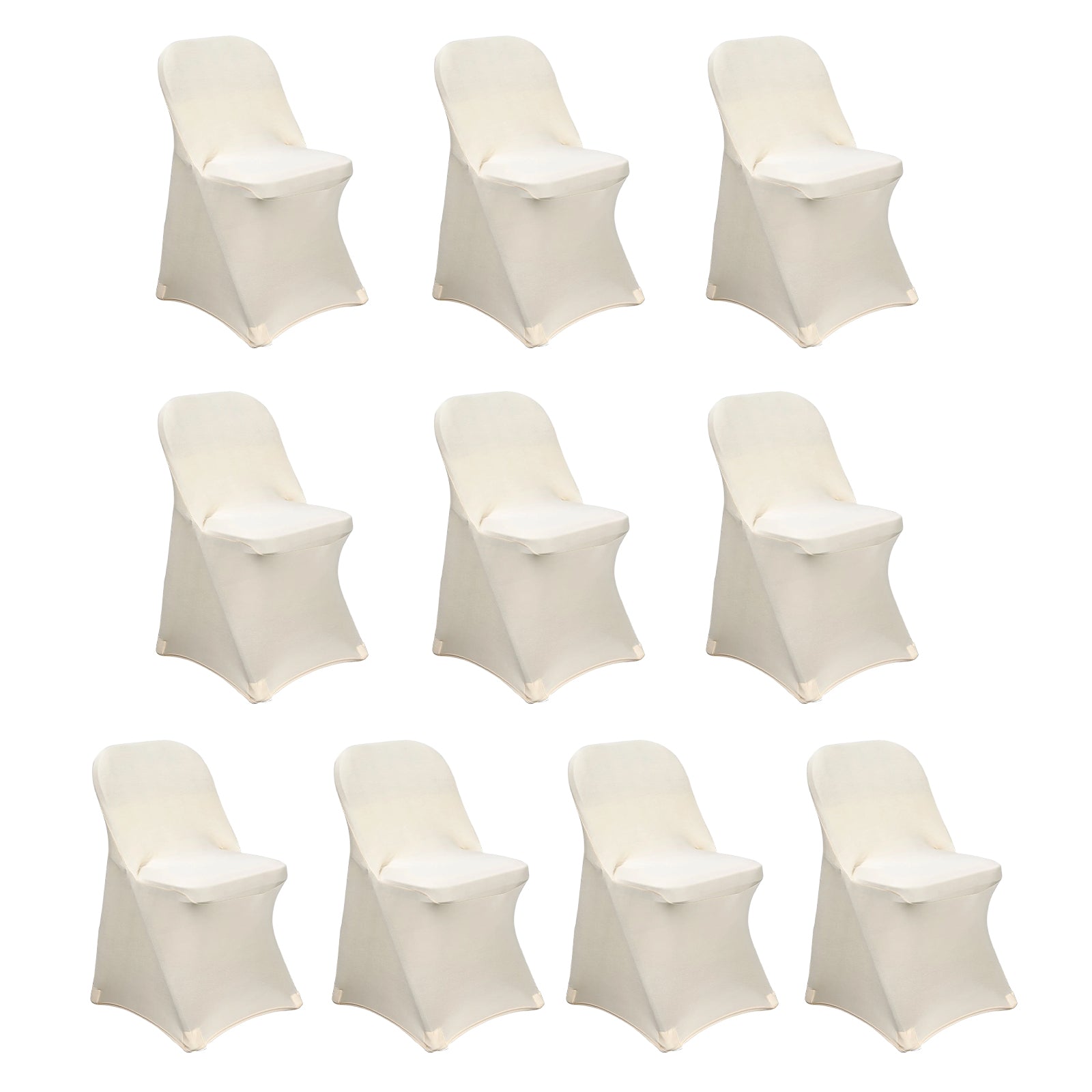 10 Pack Stretch Spandex Chair Covers Beige for Folding Chairs - Durable 160GSM Fitted Slipcovers