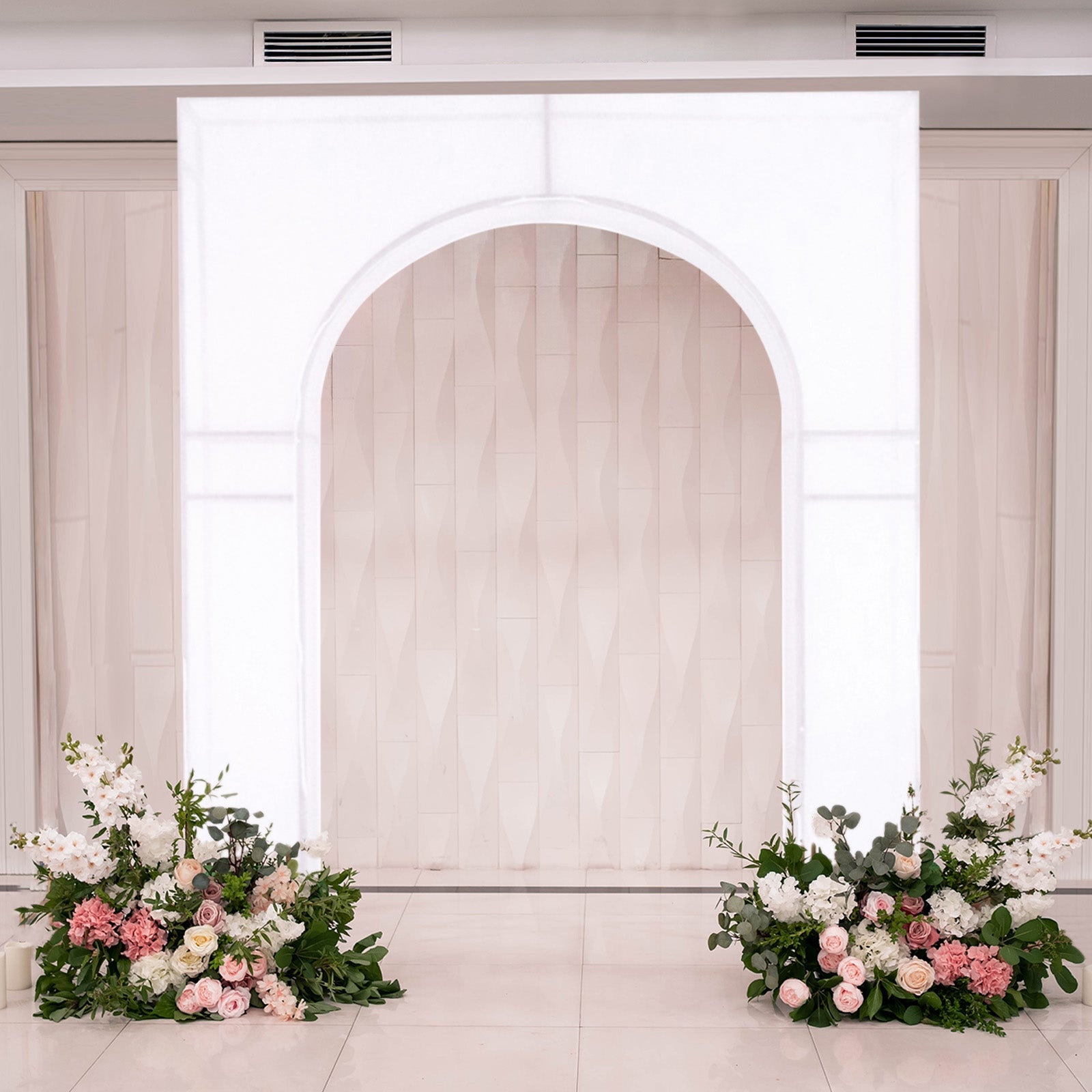 7ft White Spandex Backdrop Stand Cover for Arc de Triomphe Stand, Stretch Fitted Floral Balloon Frame Wedding Arch Cover