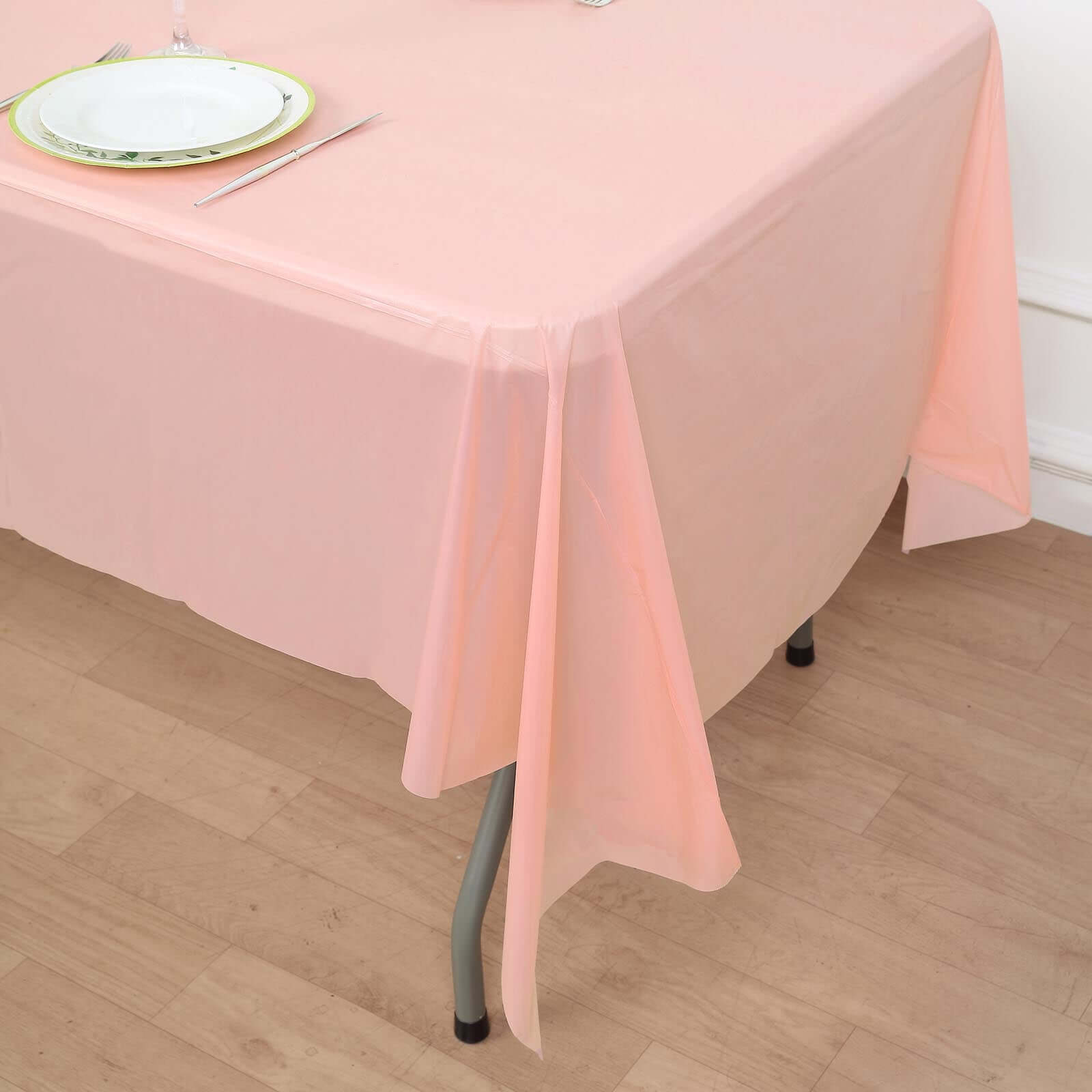 5-Pack Plastic Table Covers Blush Rectangle - Reliable PVC Disposable Covers for Gatherings 54x108