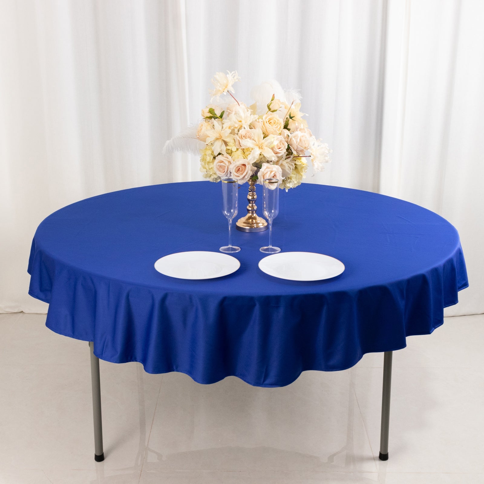 Premium Scuba Round 70 Tablecloth Royal Blue - Wrinkle Free & Stain Resistant Table Cover