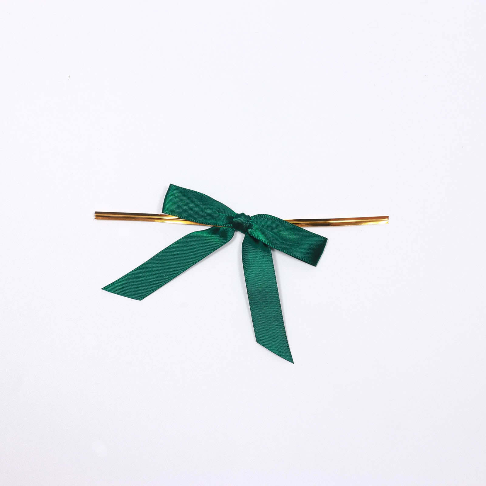 50 Pcs 3 Satin Ribbon Bows With Twist Ties, Gift Basket Party Favor Bags Decor - Hunter Emerald Green Classic Style