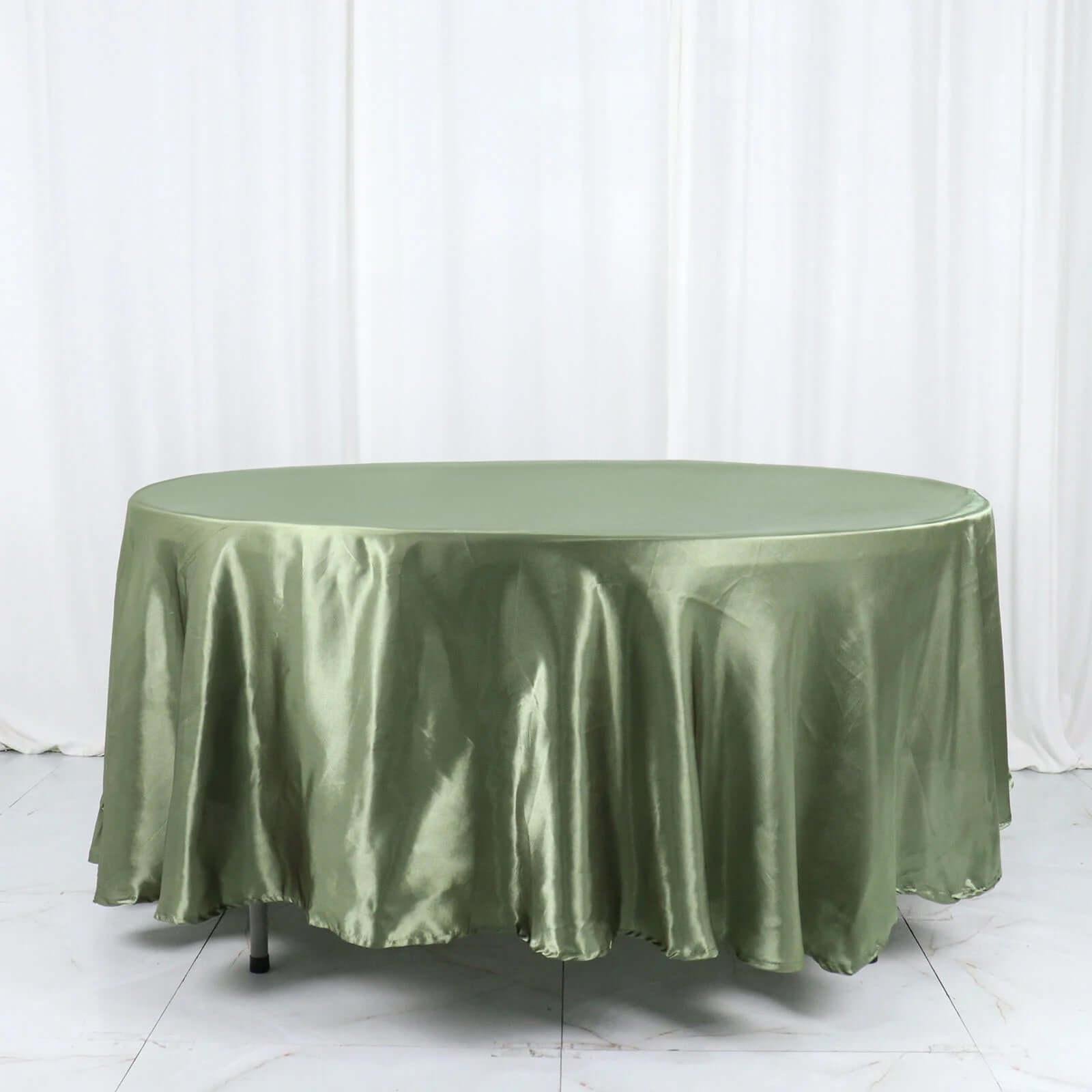 Satin 108 Round Tablecloth Dusty Sage Green - Smooth and Lustrous Table Cover