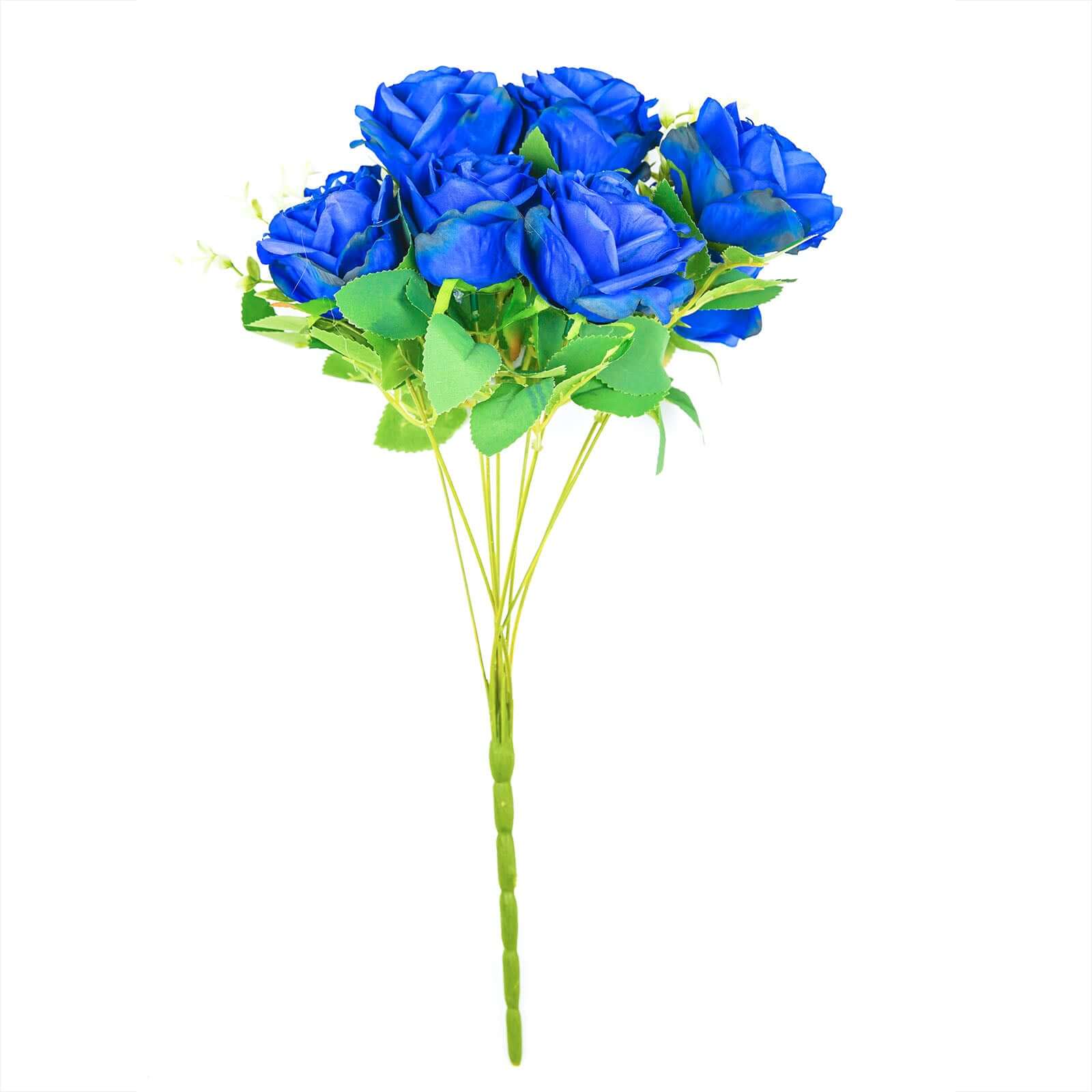2 Bushes 18 Real Touch Royal Blue Artificial Rose Flower Bouquet, Silk Long Stem Flower Arrangements
